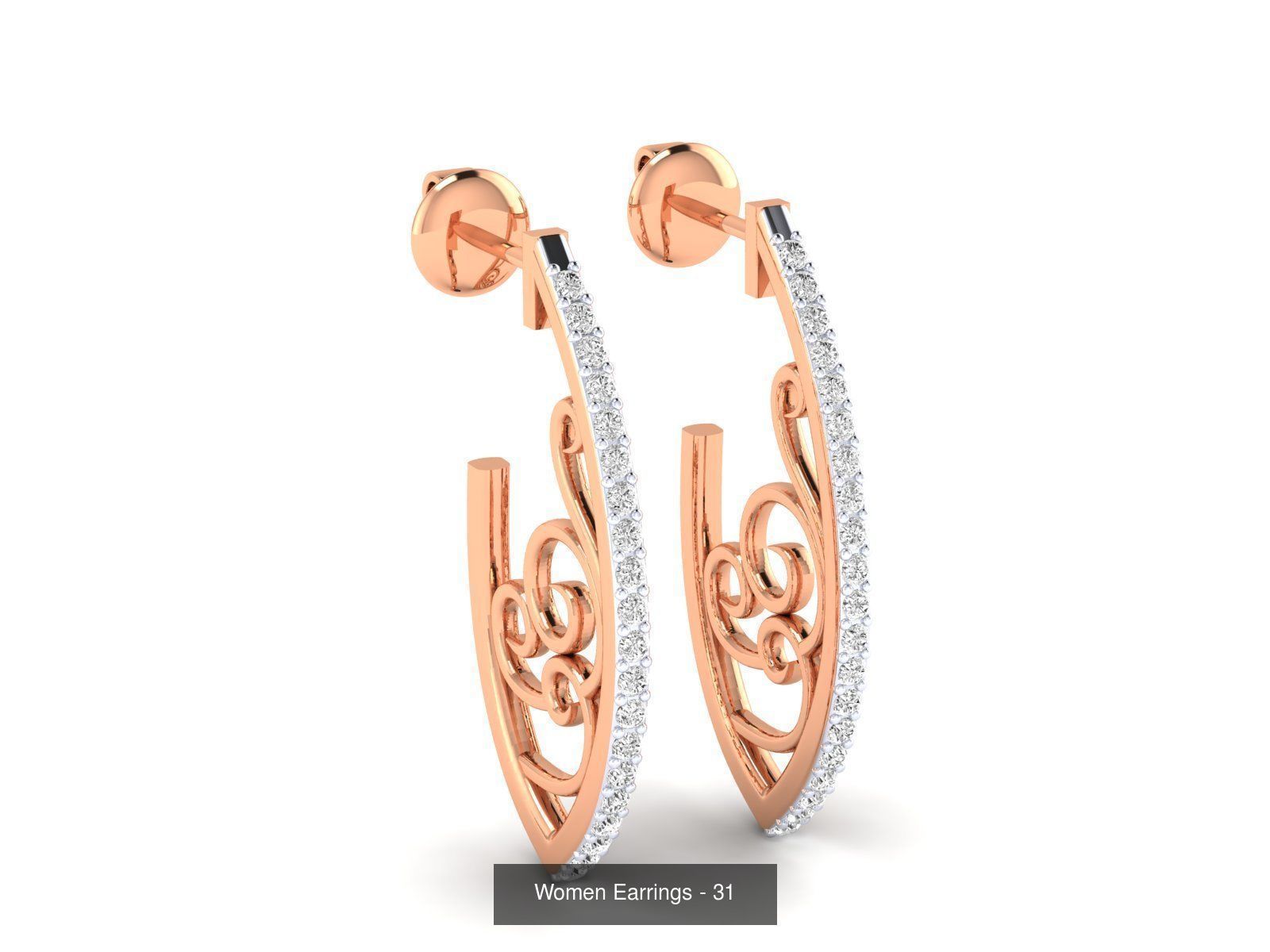 127 Diamond Hoops Earrings  3D Model Collection_25
