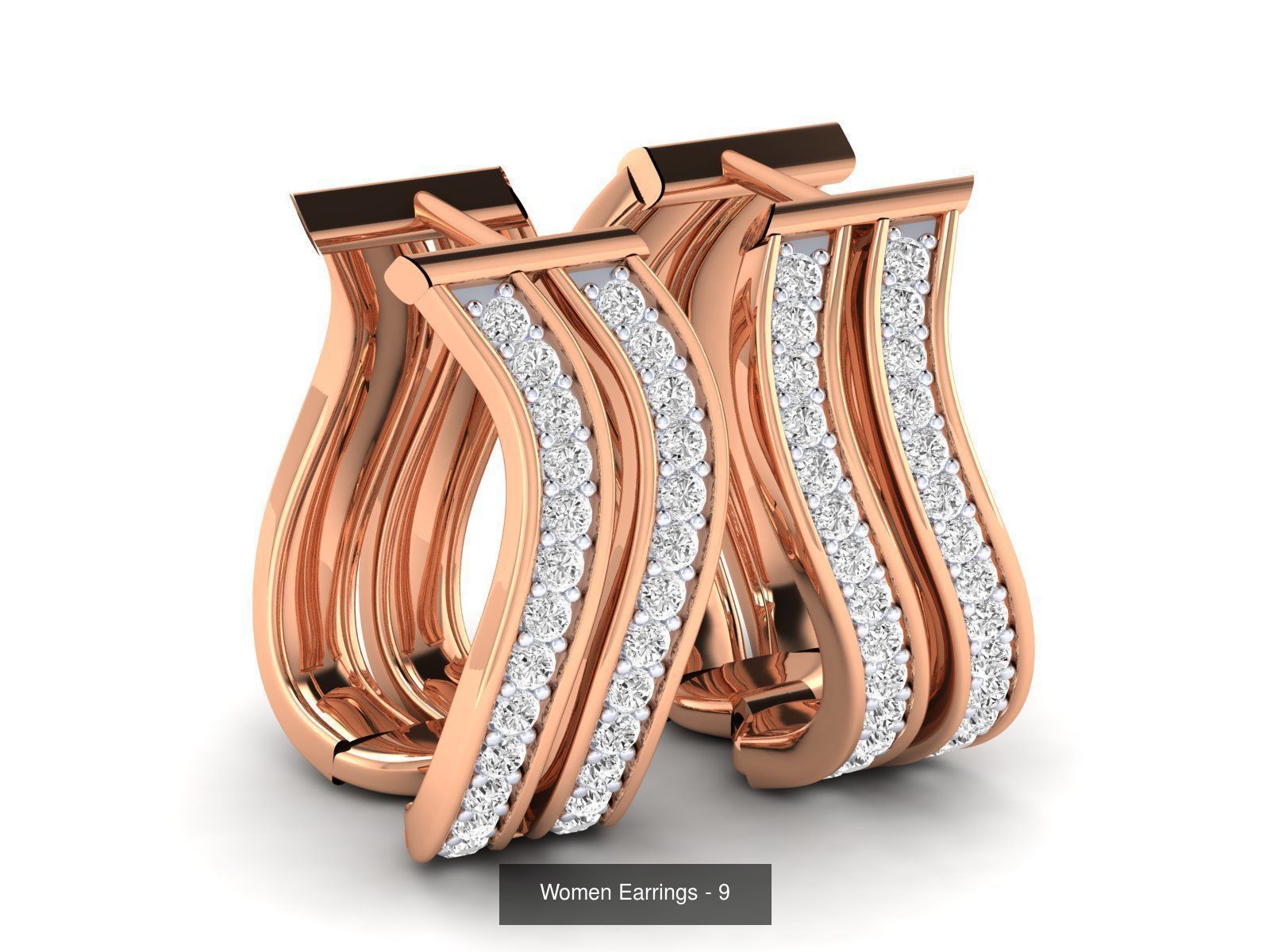 127 Diamond Hoops Earrings  3D Model Collection_17