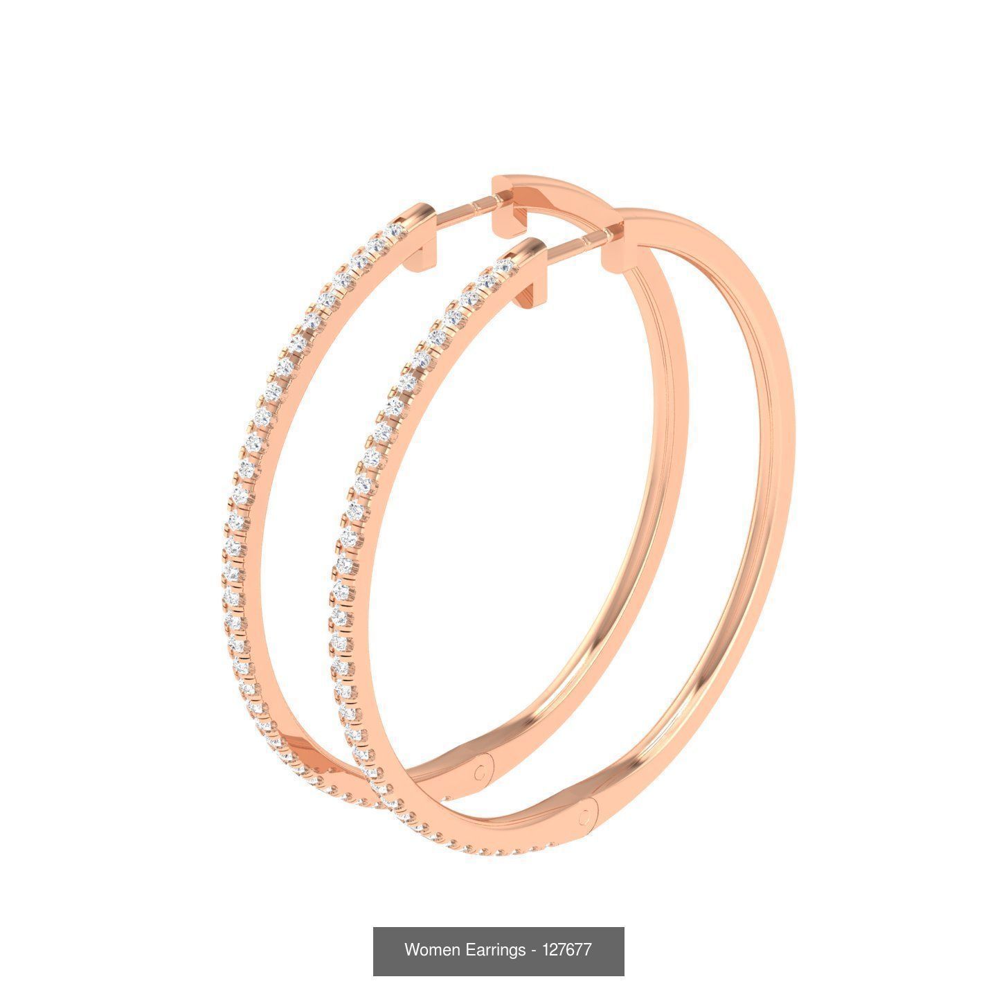 127 Diamond Hoops Earrings  3D Model Collection_130