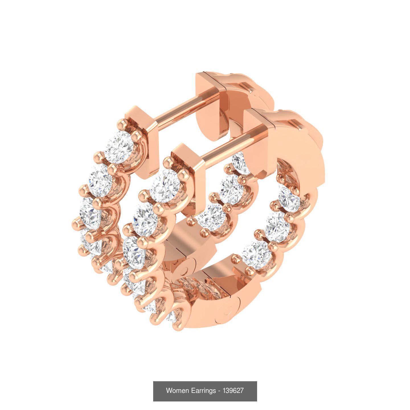 127 Diamond Hoops Earrings  3D Model Collection_86