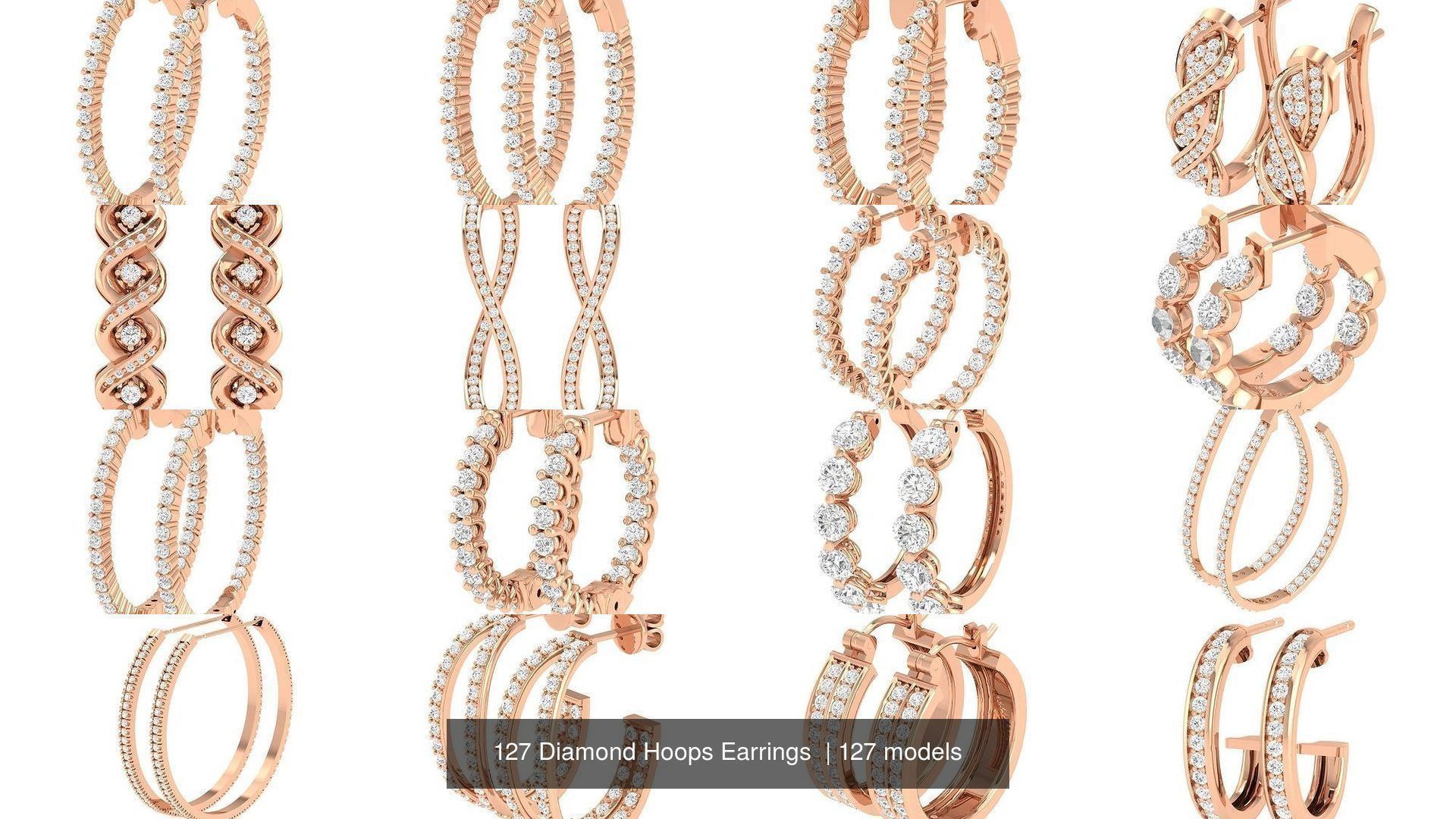 127 Diamond Hoops Earrings  3D Model Collection_4