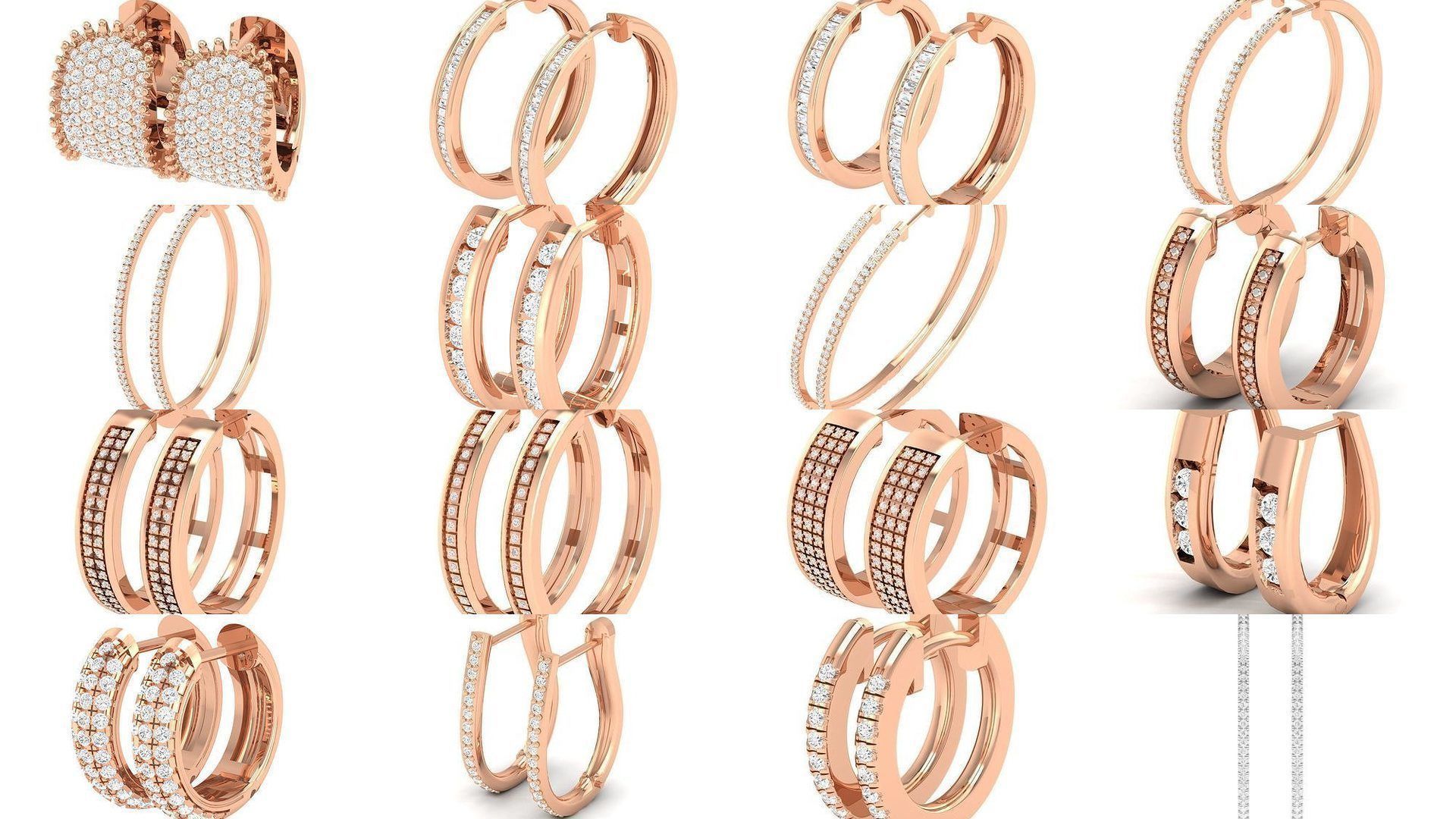 127 Diamond Hoops Earrings  3D Model Collection_13