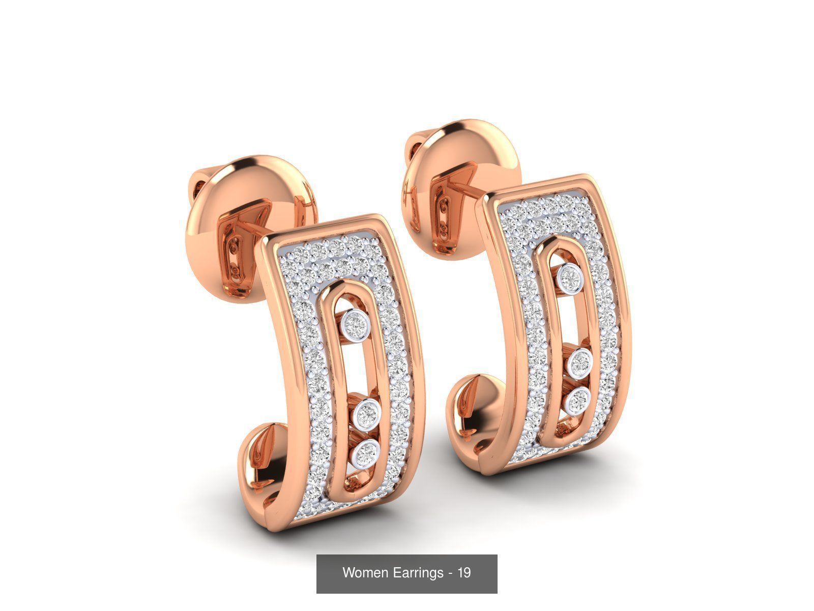 127 Diamond Hoops Earrings  3D Model Collection_29