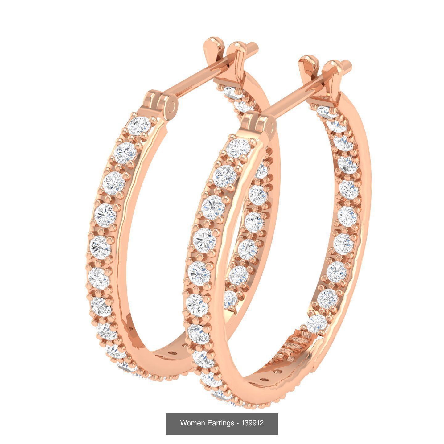 127 Diamond Hoops Earrings  3D Model Collection_76