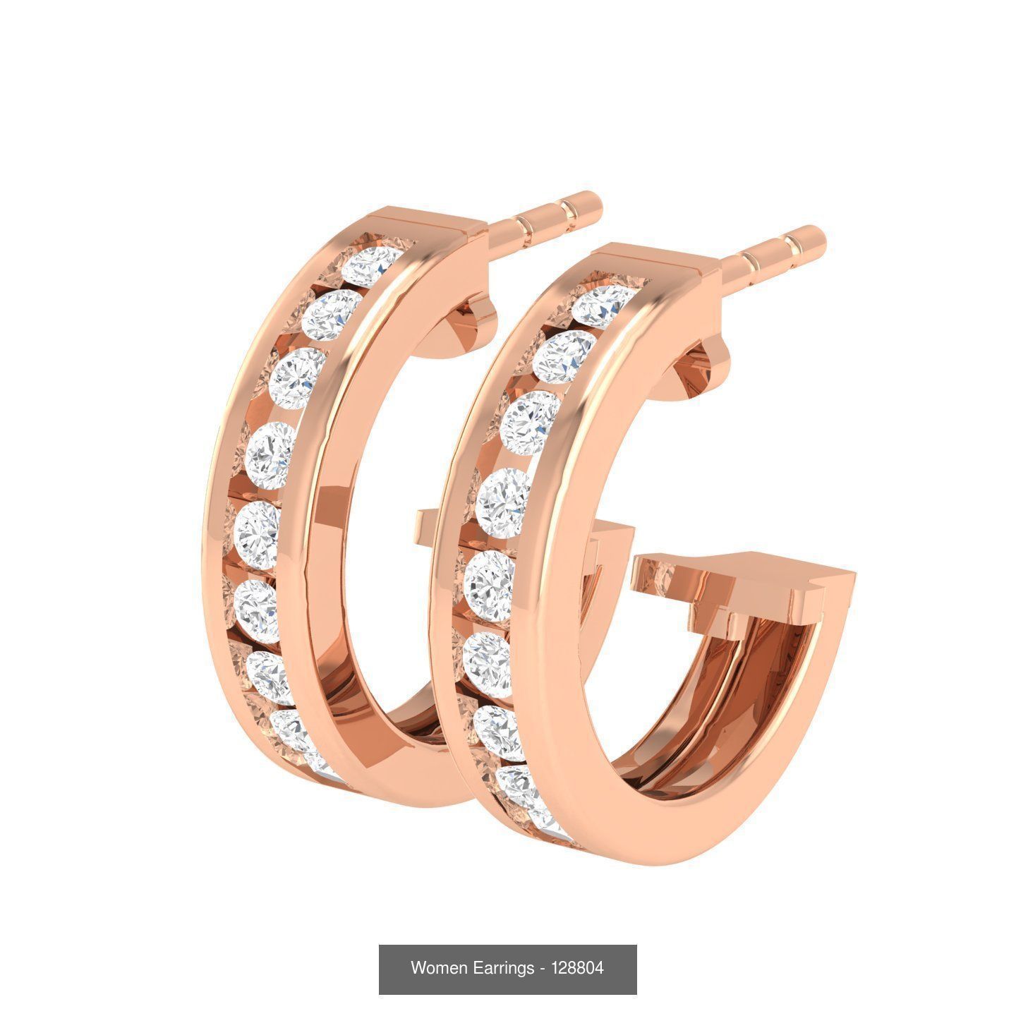 127 Diamond Hoops Earrings  3D Model Collection_119