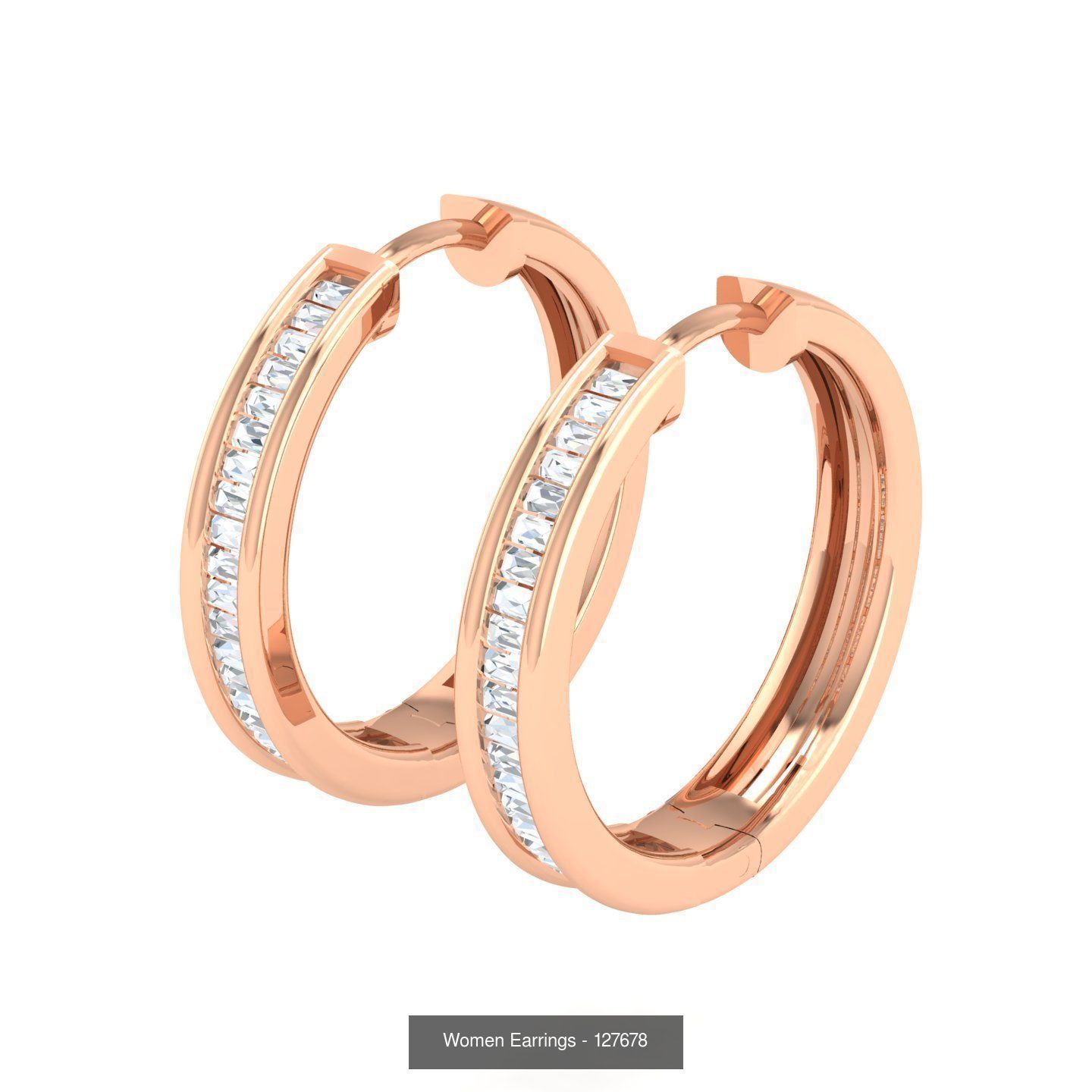 127 Diamond Hoops Earrings  3D Model Collection_129
