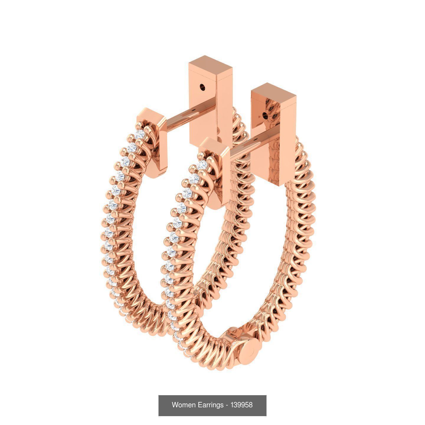 127 Diamond Hoops Earrings  3D Model Collection_63