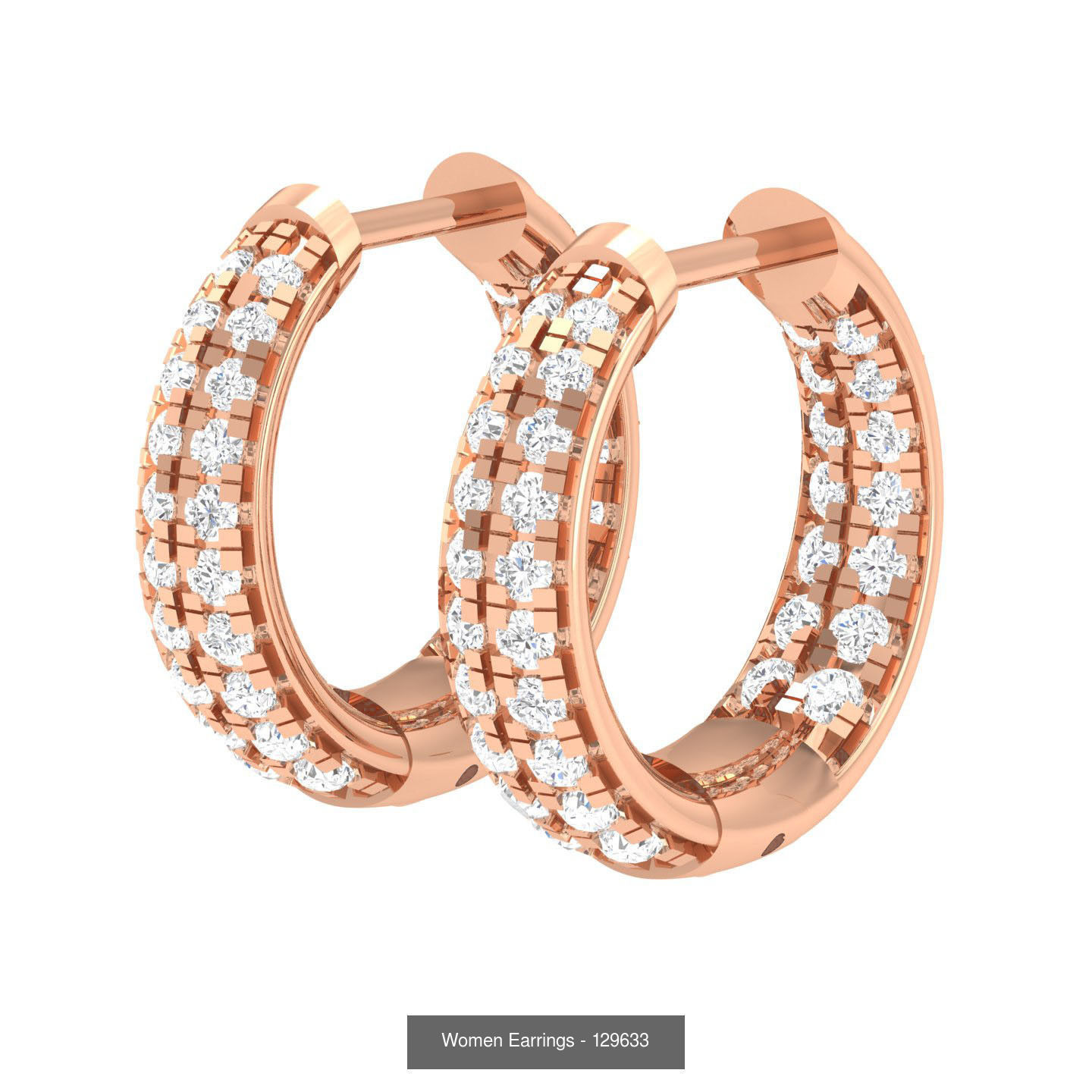127 Diamond Hoops Earrings  3D Model Collection_109
