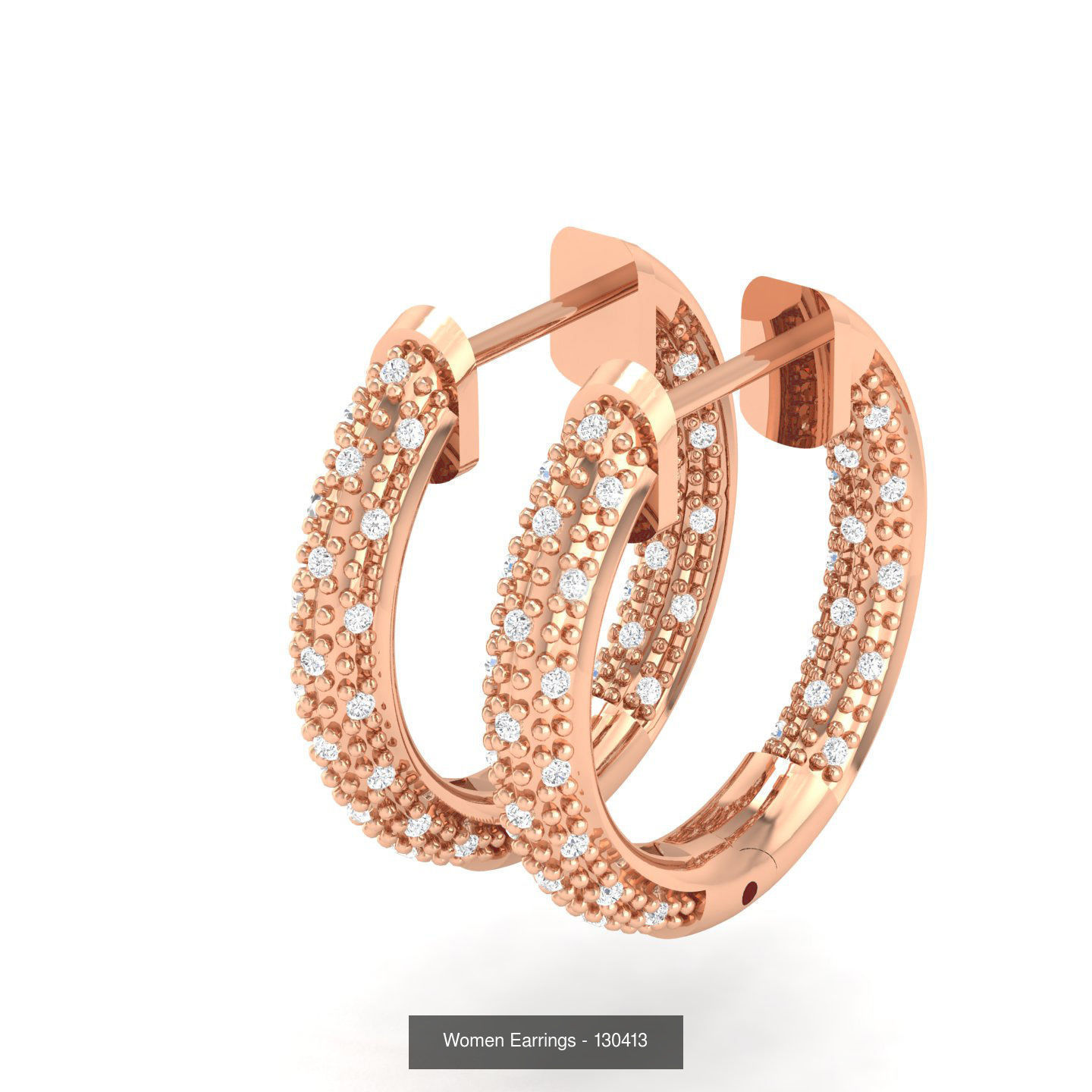 127 Diamond Hoops Earrings  3D Model Collection_106