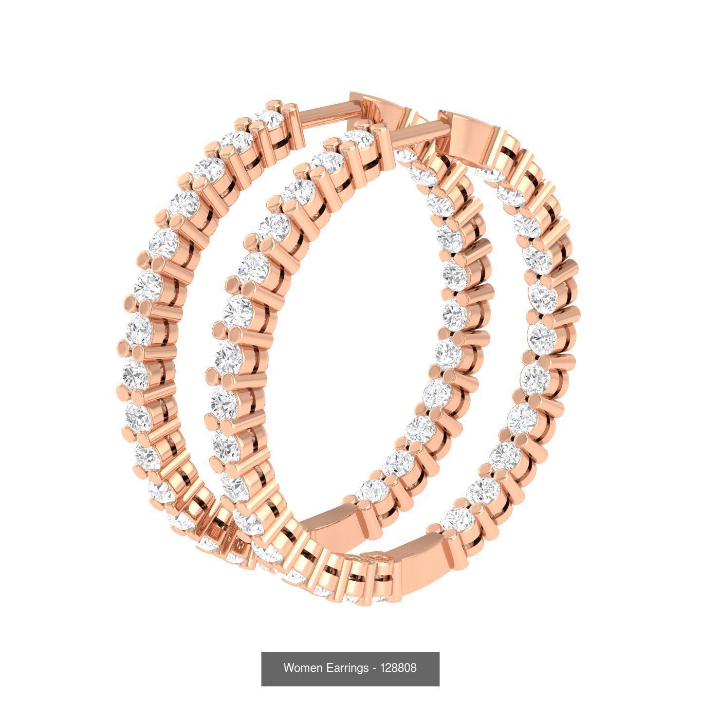 127 Diamond Hoops Earrings  3D Model Collection_117