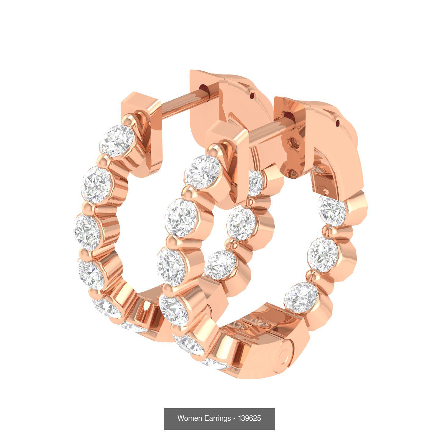 127 Diamond Hoops Earrings  3D Model Collection_88