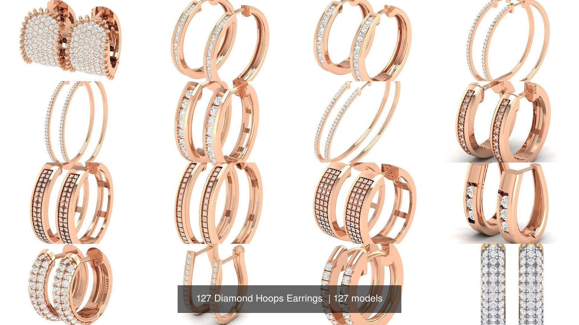 127 Diamond Hoops Earrings  3D Model Collection_14