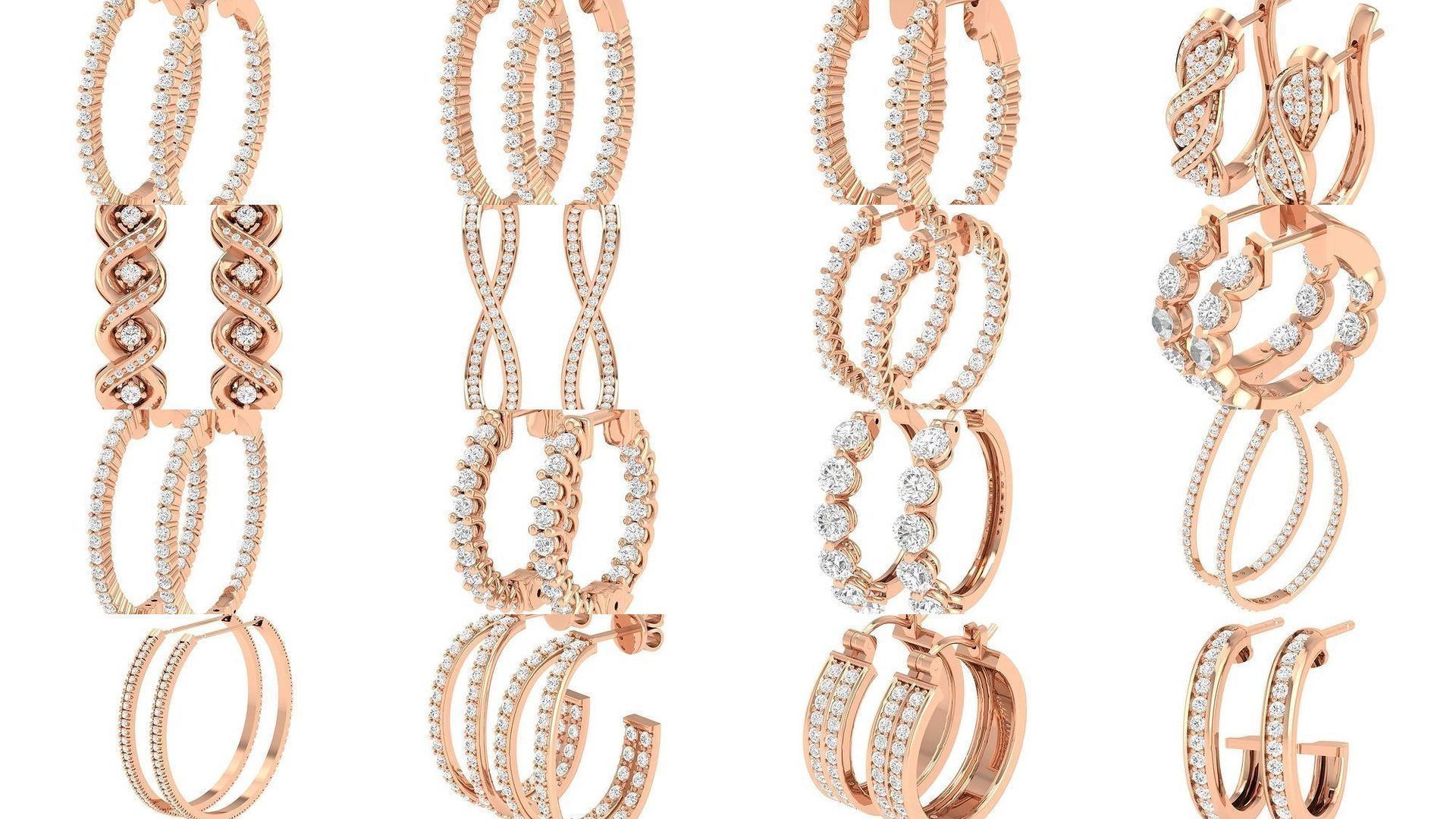 127 Diamond Hoops Earrings  3D Model Collection_3