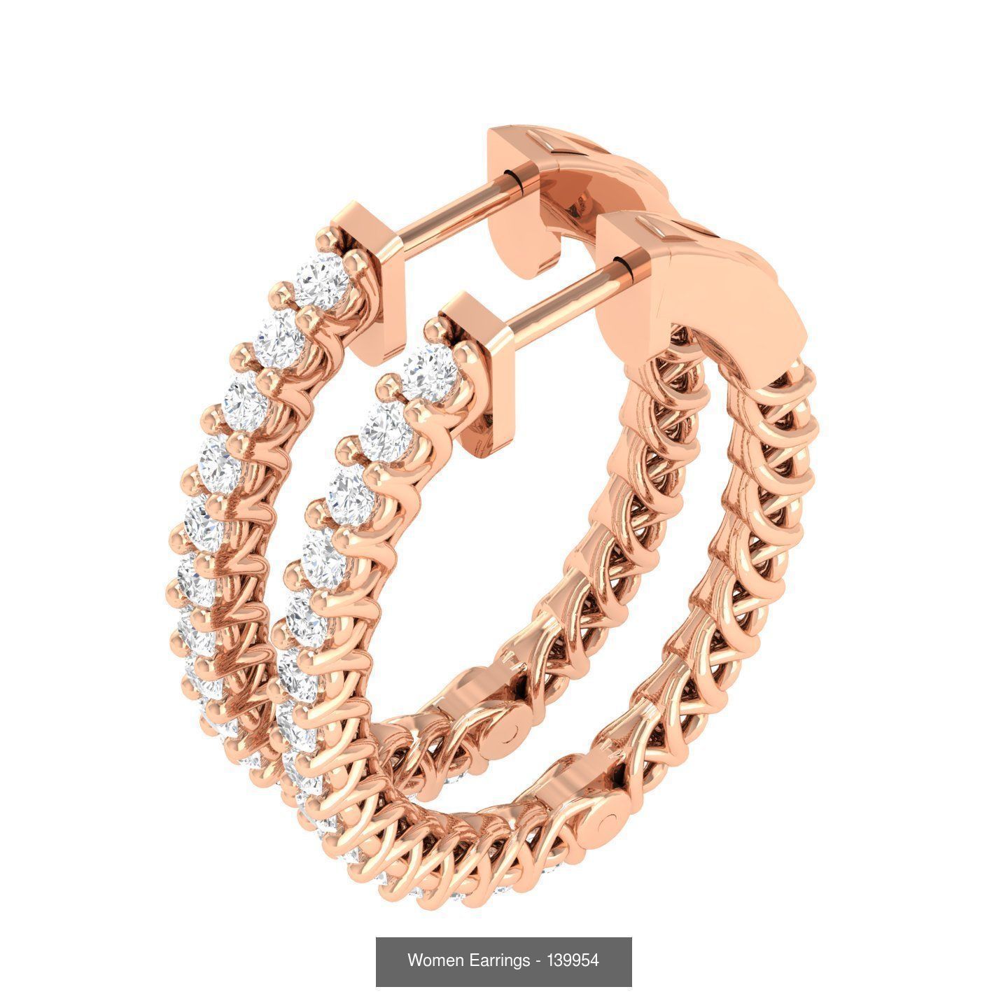 127 Diamond Hoops Earrings  3D Model Collection_67