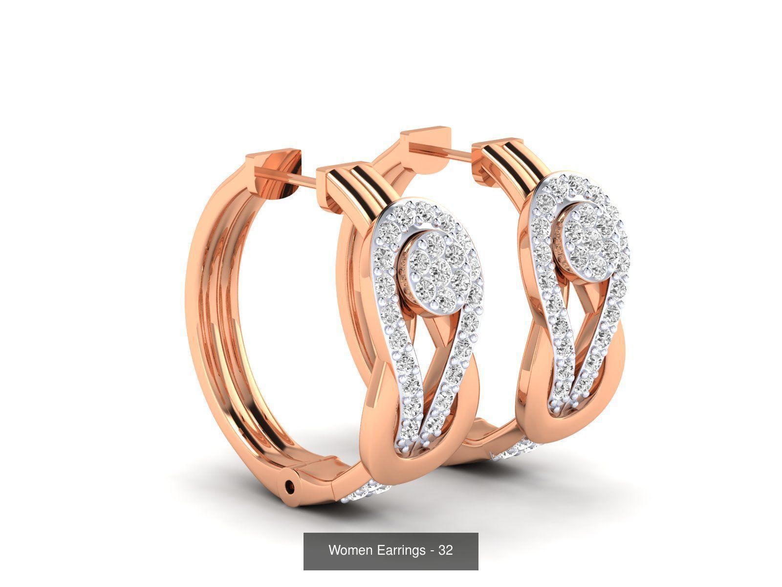127 Diamond Hoops Earrings  3D Model Collection_24