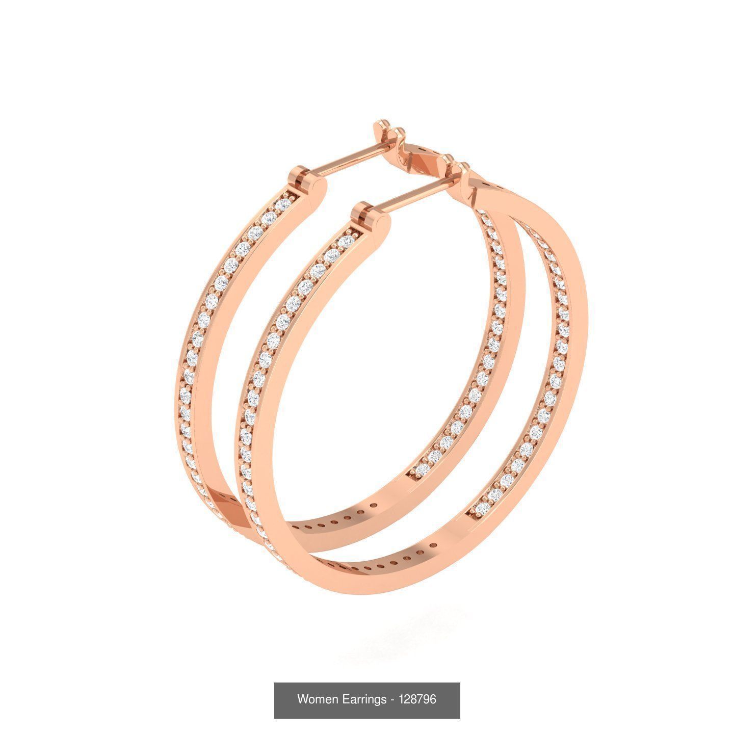 127 Diamond Hoops Earrings  3D Model Collection_124