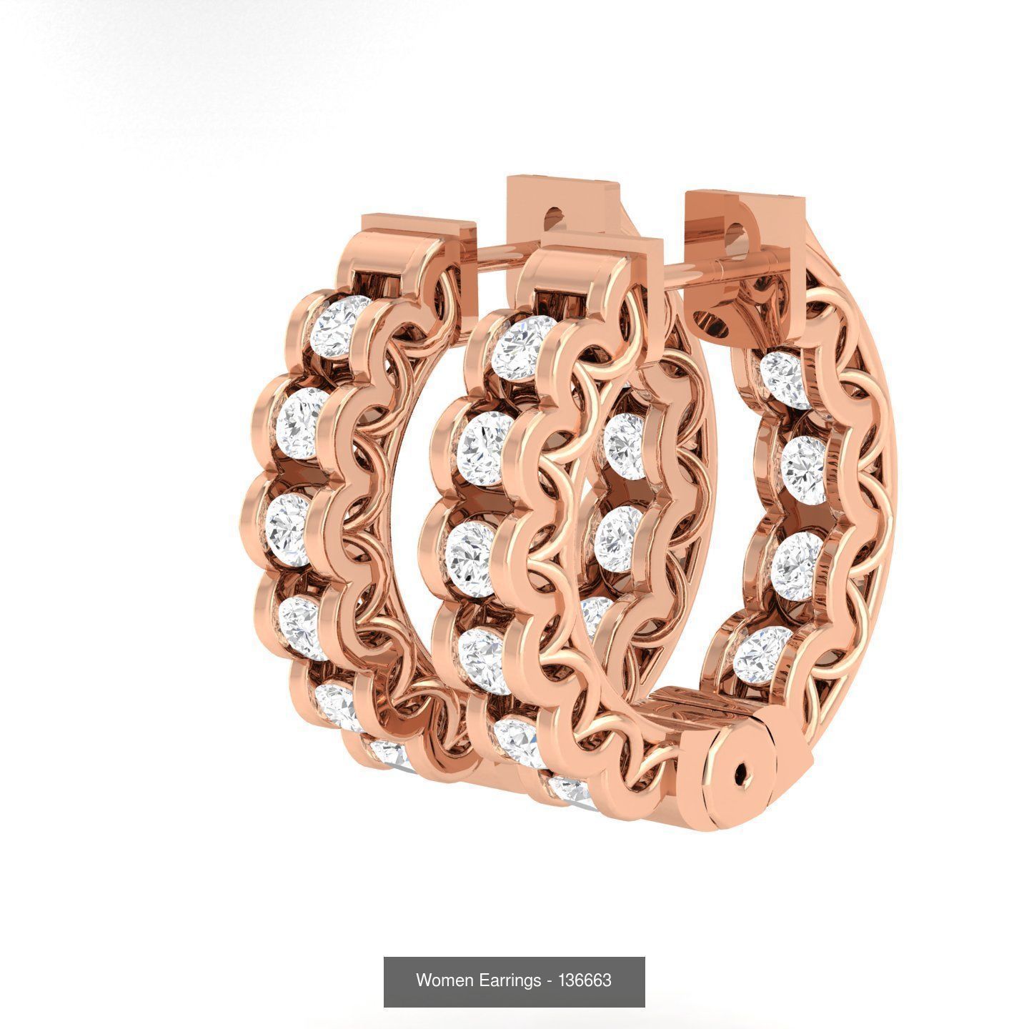 127 Diamond Hoops Earrings  3D Model Collection_99