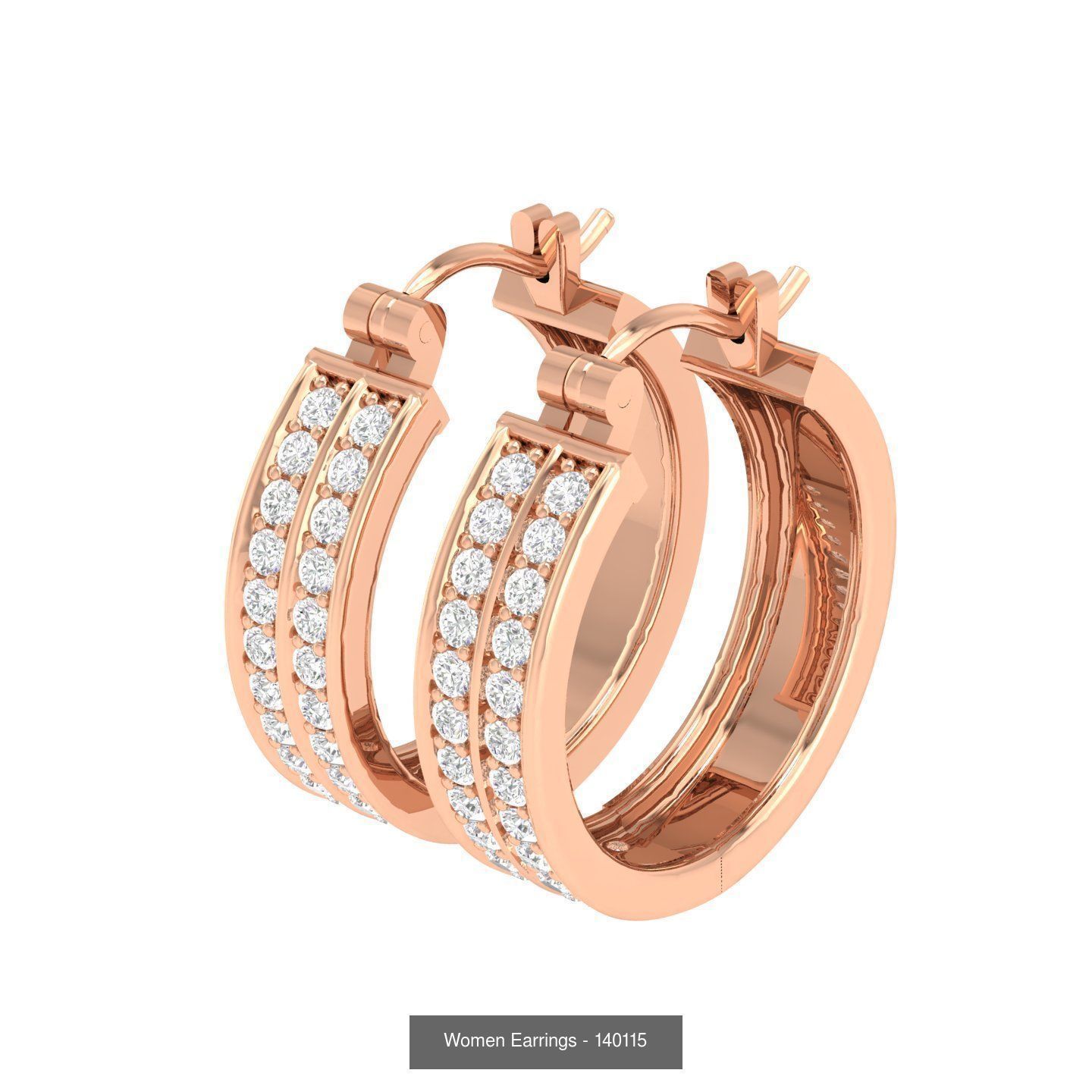 127 Diamond Hoops Earrings  3D Model Collection_61