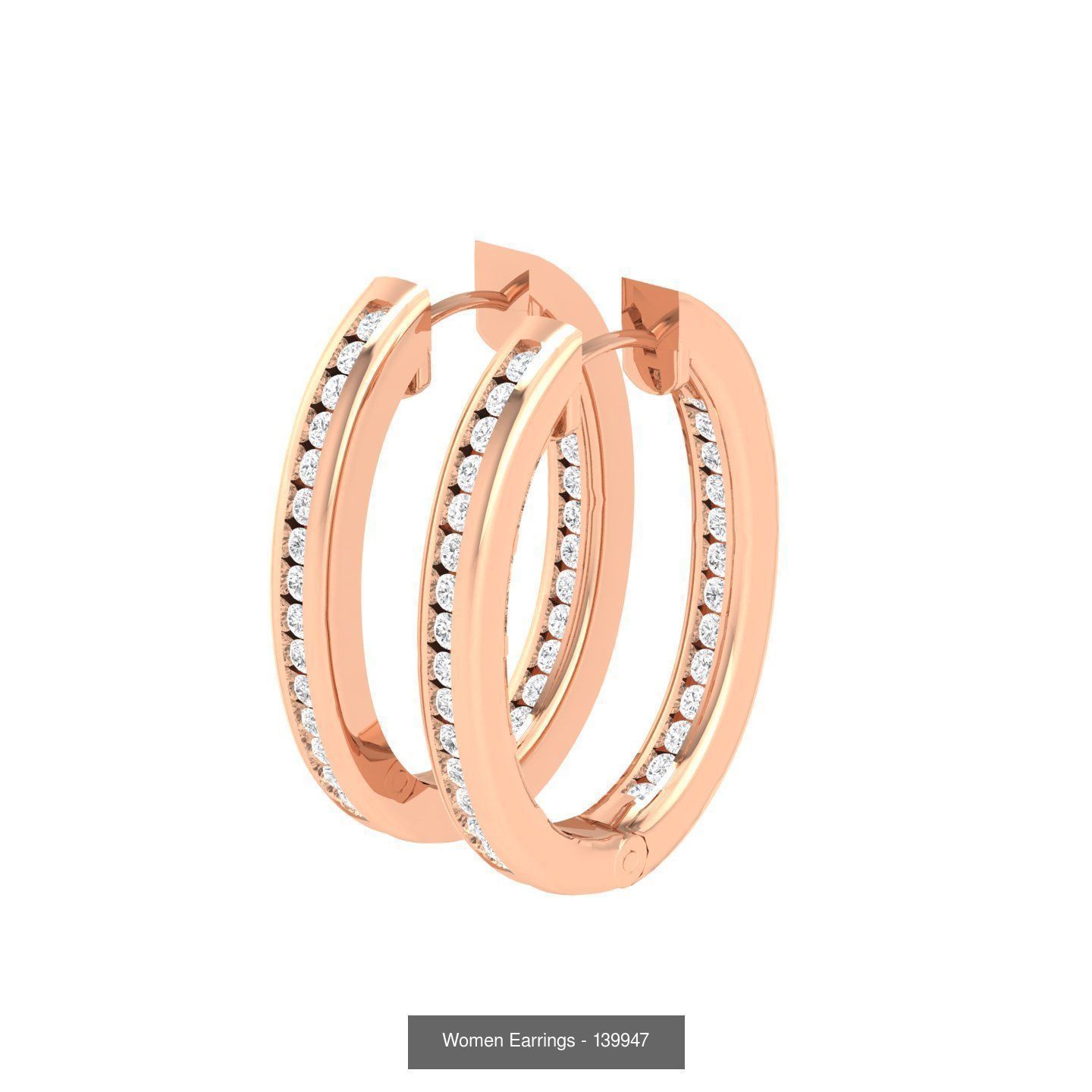 127 Diamond Hoops Earrings  3D Model Collection_71