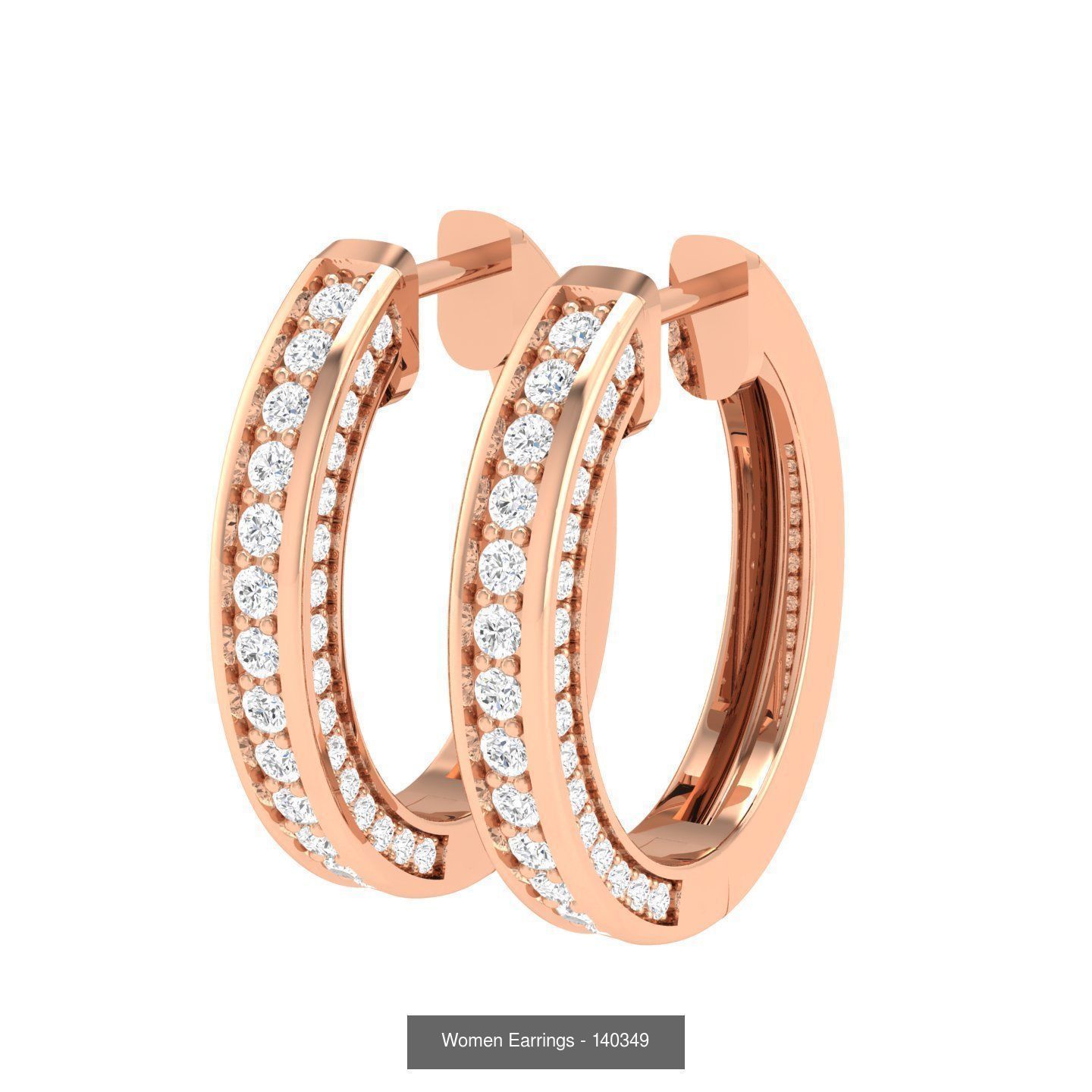 127 Diamond Hoops Earrings  3D Model Collection_43