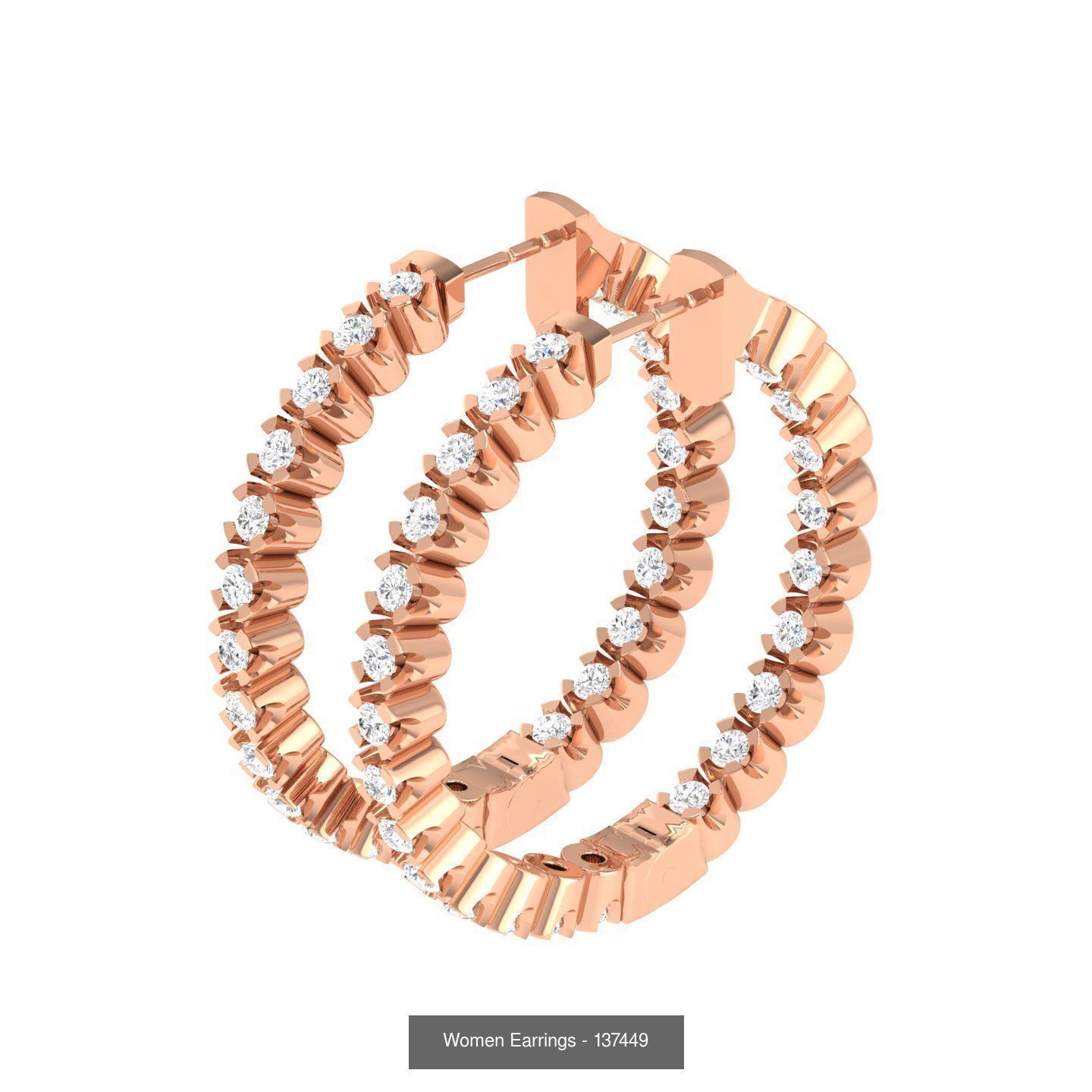 127 Diamond Hoops Earrings  3D Model Collection_96