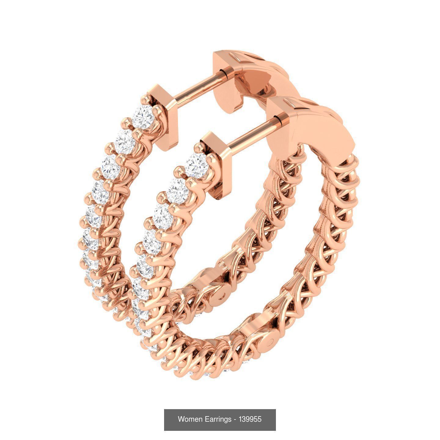 127 Diamond Hoops Earrings  3D Model Collection_66
