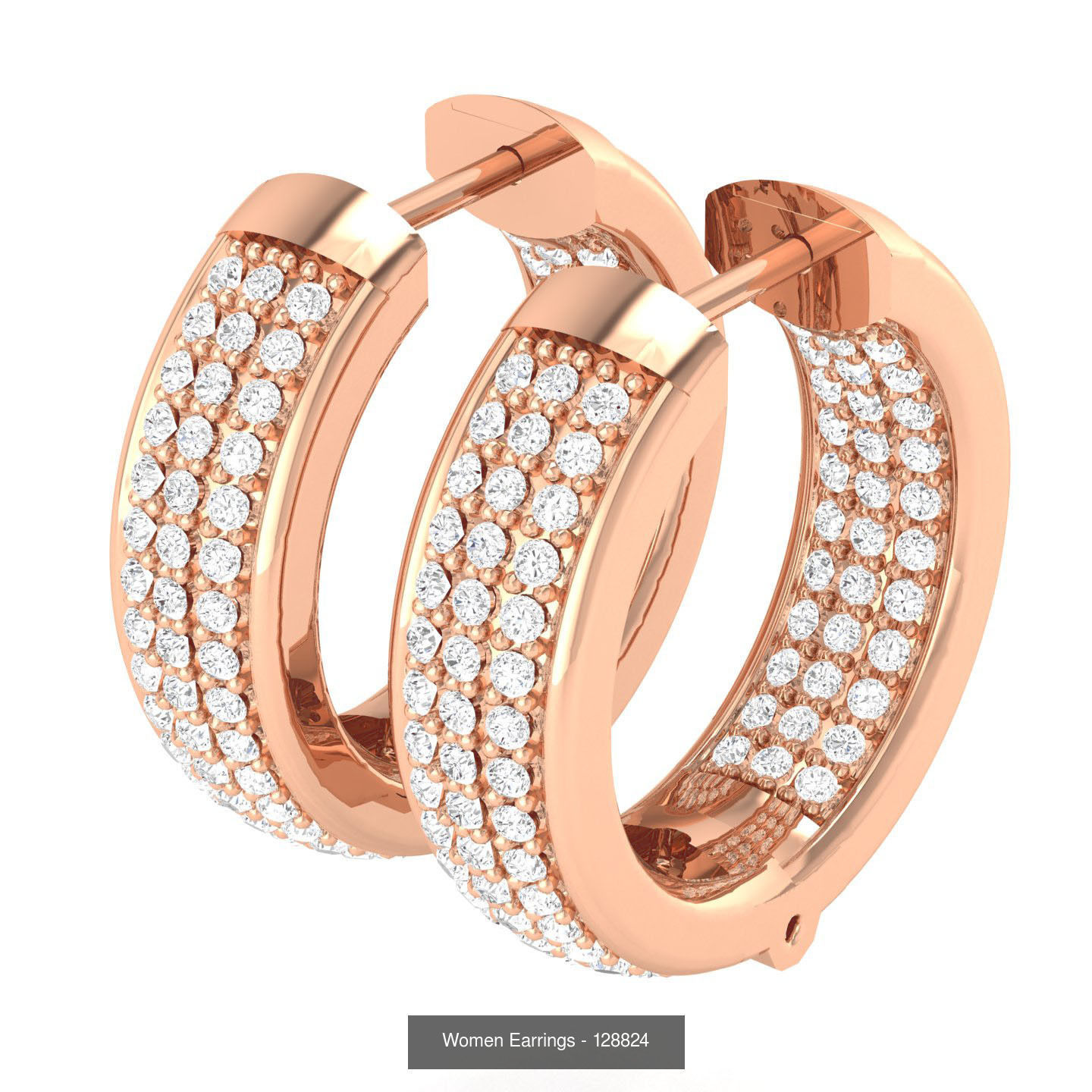 127 Diamond Hoops Earrings  3D Model Collection_114