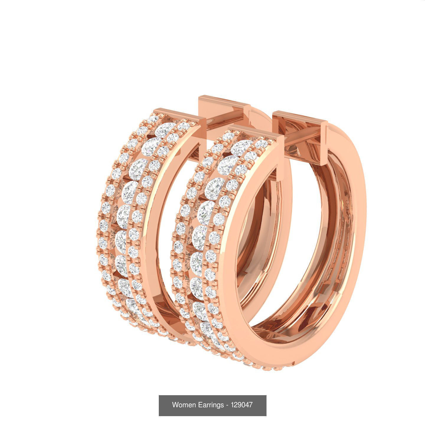 127 Diamond Hoops Earrings  3D Model Collection_110