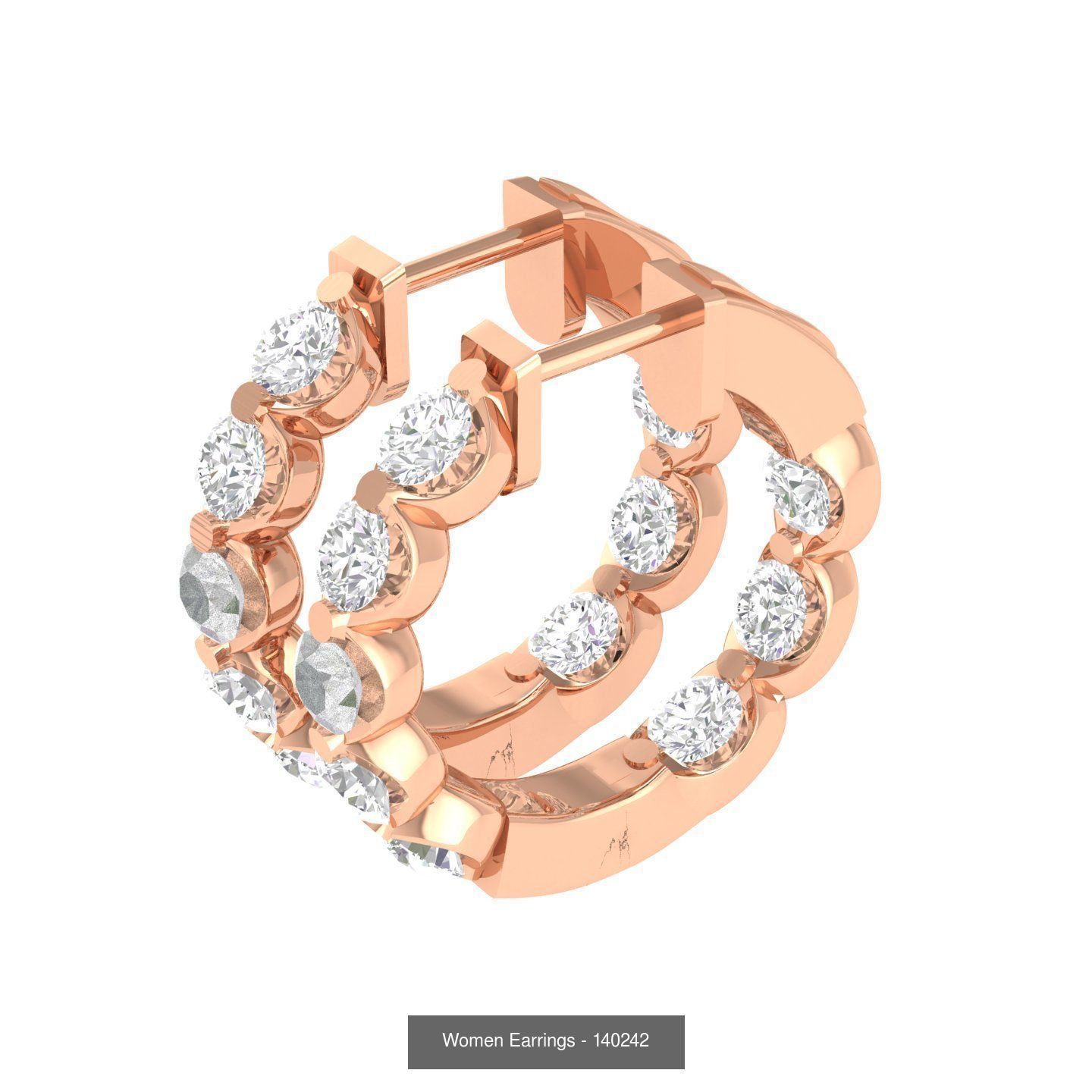 127 Diamond Hoops Earrings  3D Model Collection_54