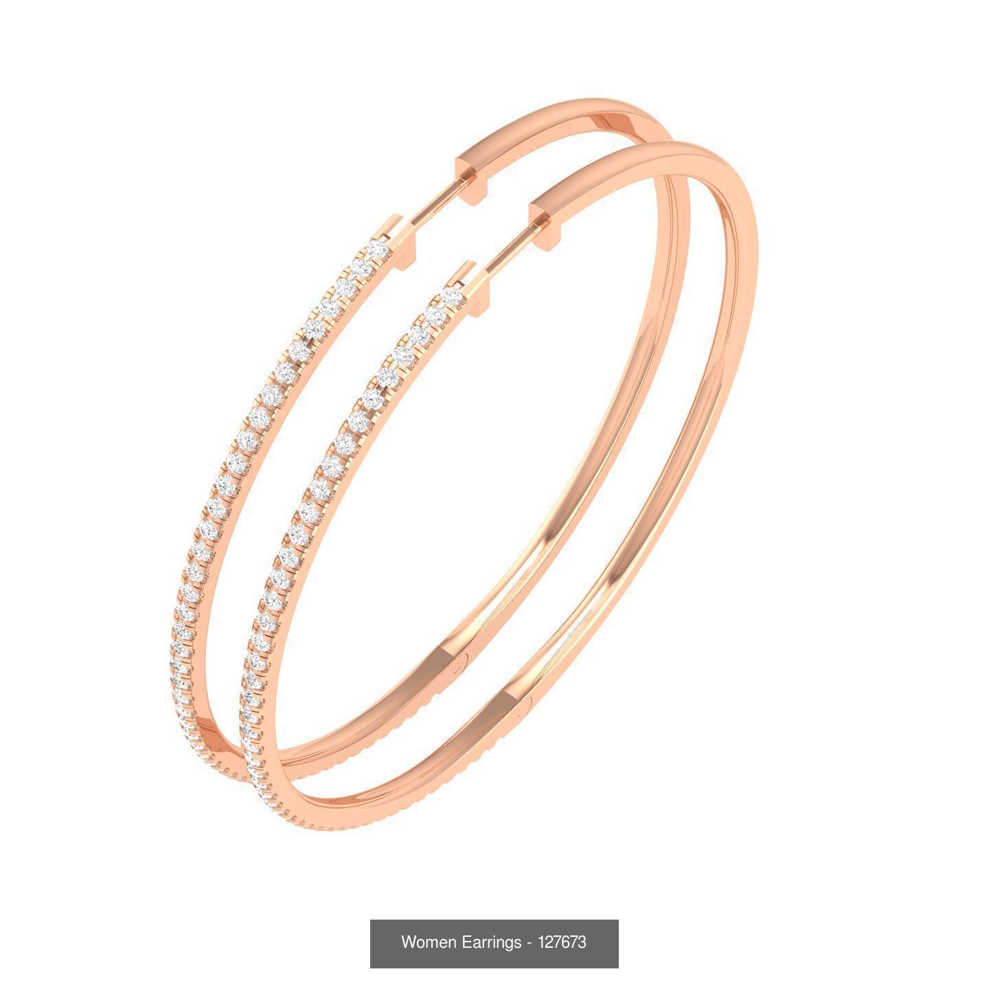 127 Diamond Hoops Earrings  3D Model Collection_133