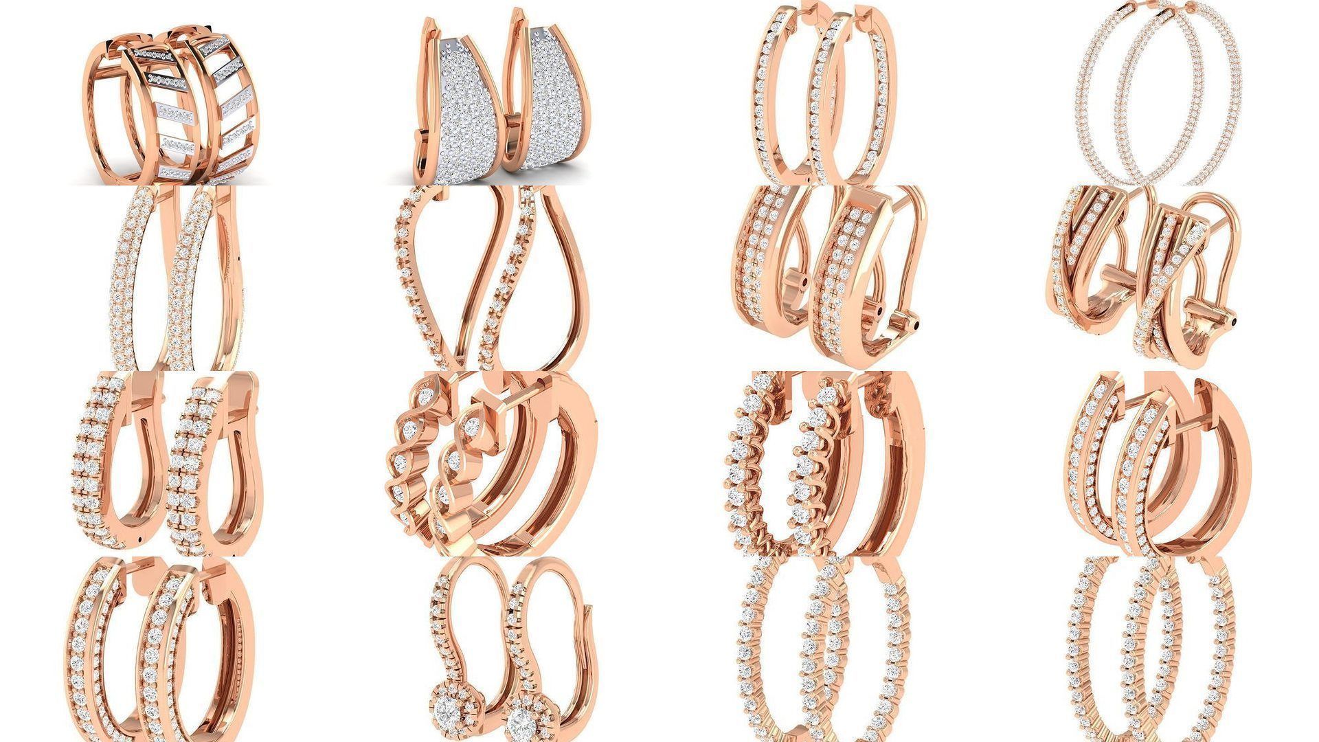 127 Diamond Hoops Earrings  3D Model Collection_1