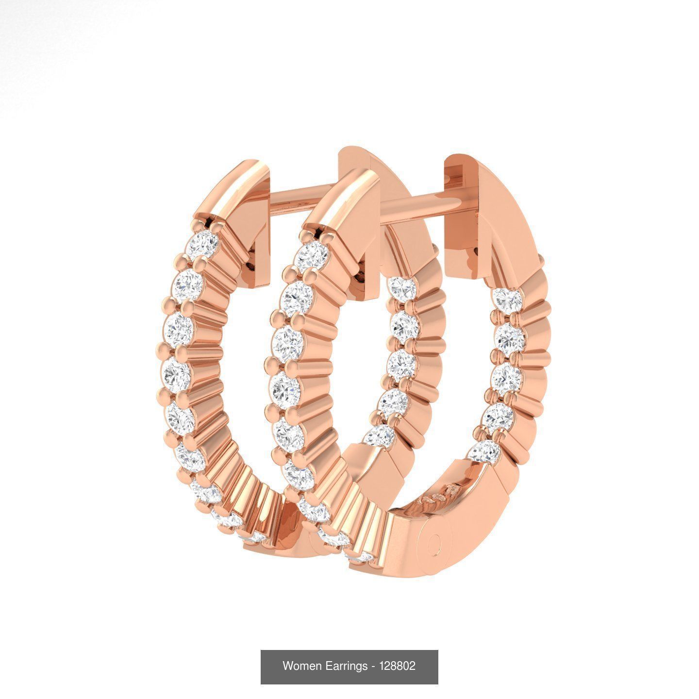 127 Diamond Hoops Earrings  3D Model Collection_121
