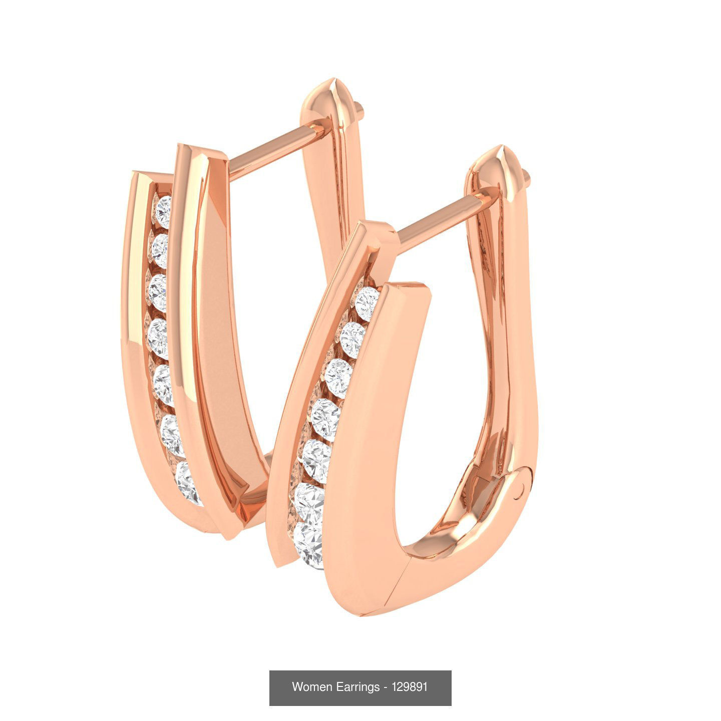 127 Diamond Hoops Earrings  3D Model Collection_108
