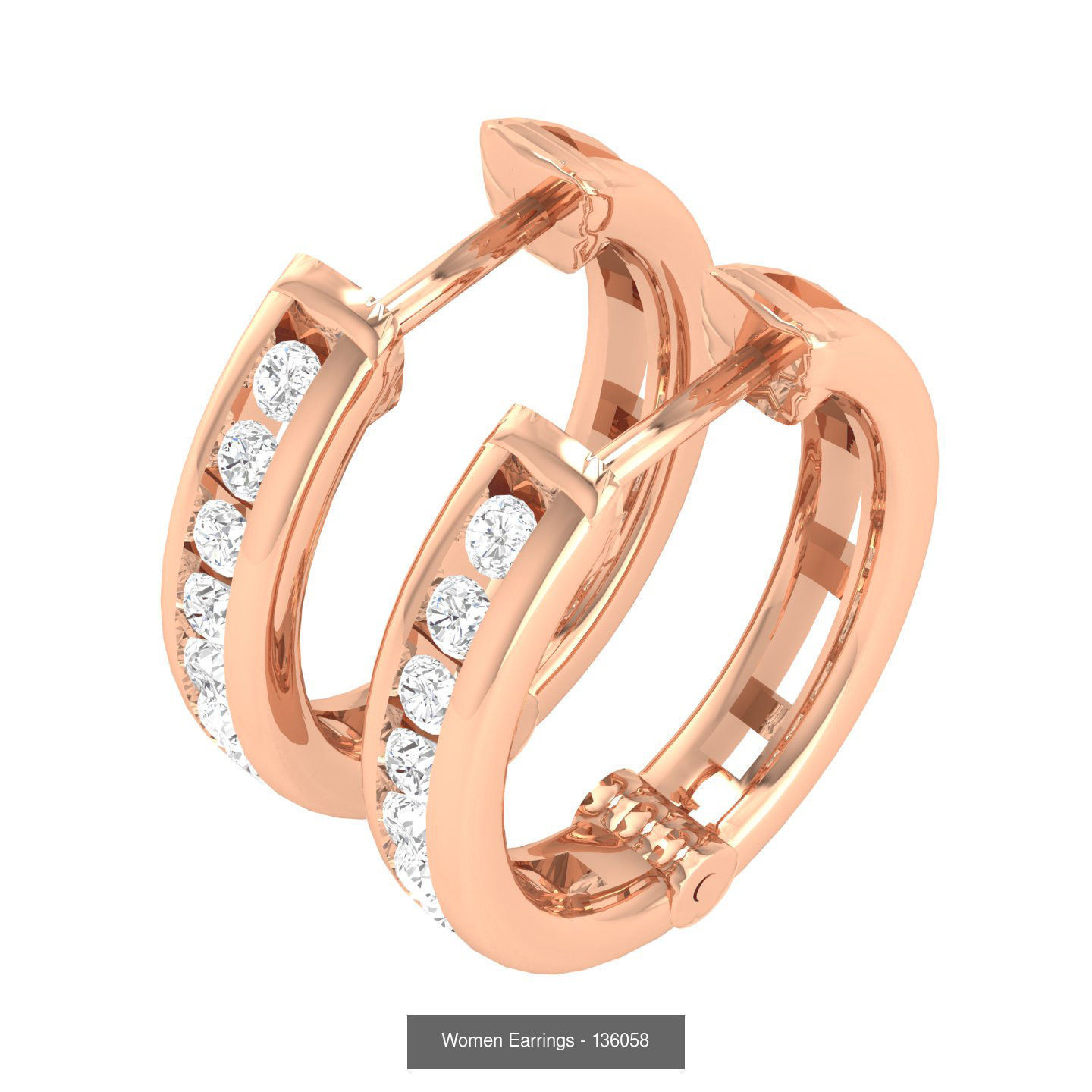 127 Diamond Hoops Earrings  3D Model Collection_102