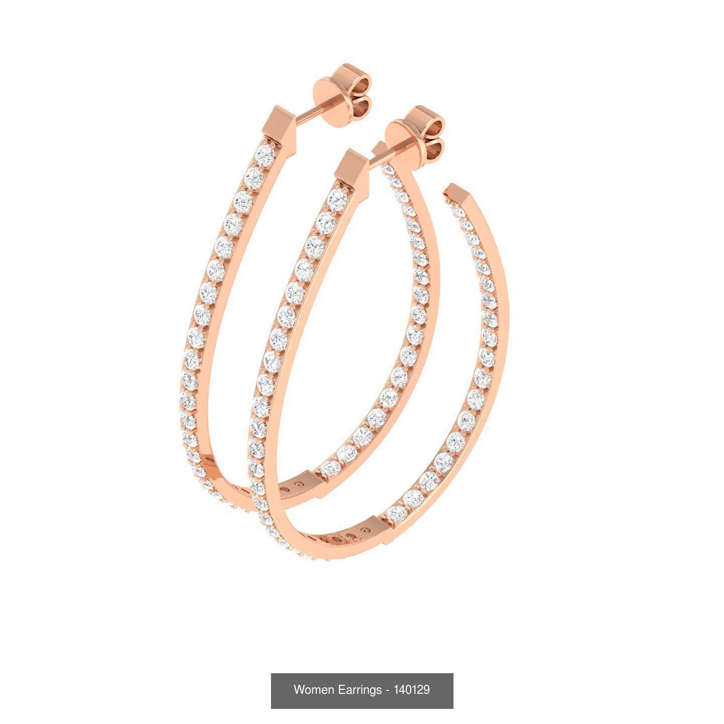 127 Diamond Hoops Earrings  3D Model Collection_58