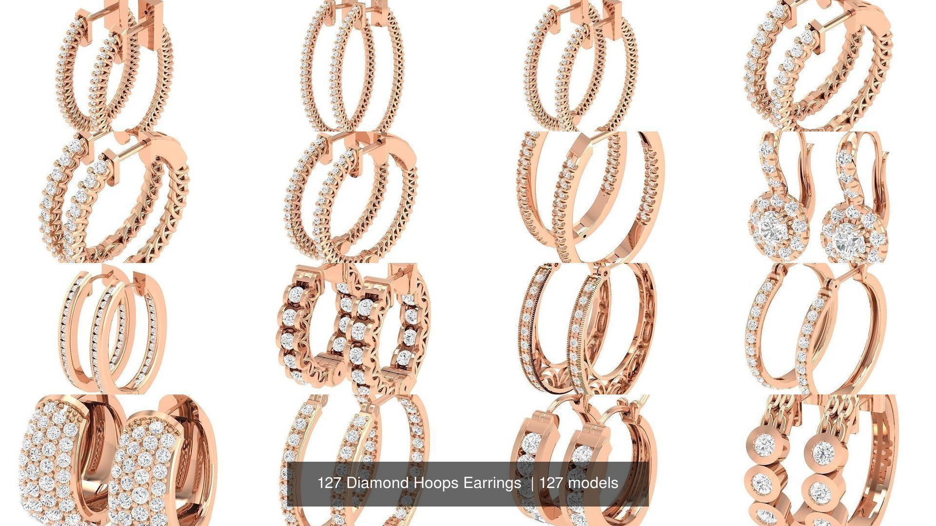 127 Diamond Hoops Earrings  3D Model Collection_6