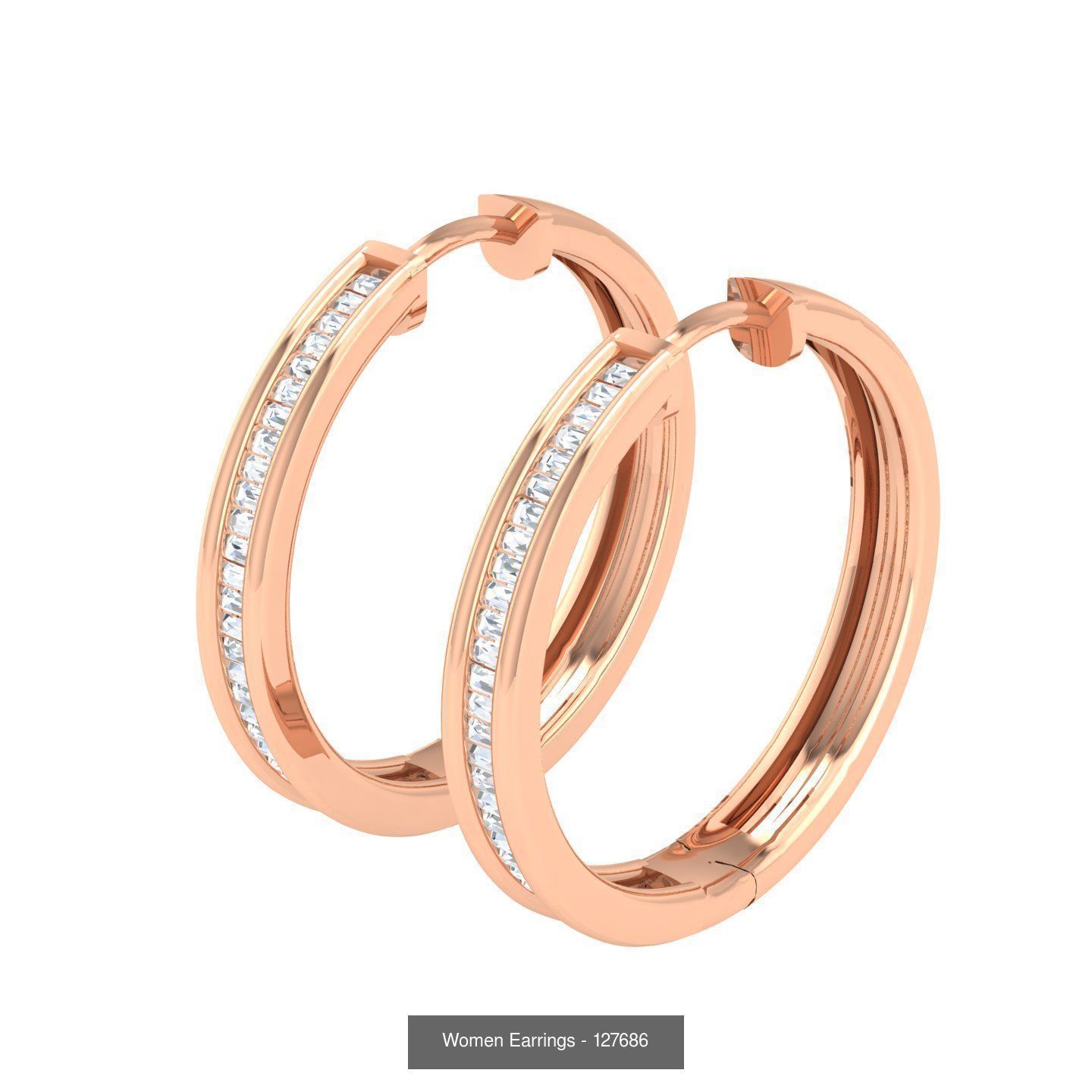 127 Diamond Hoops Earrings  3D Model Collection_128