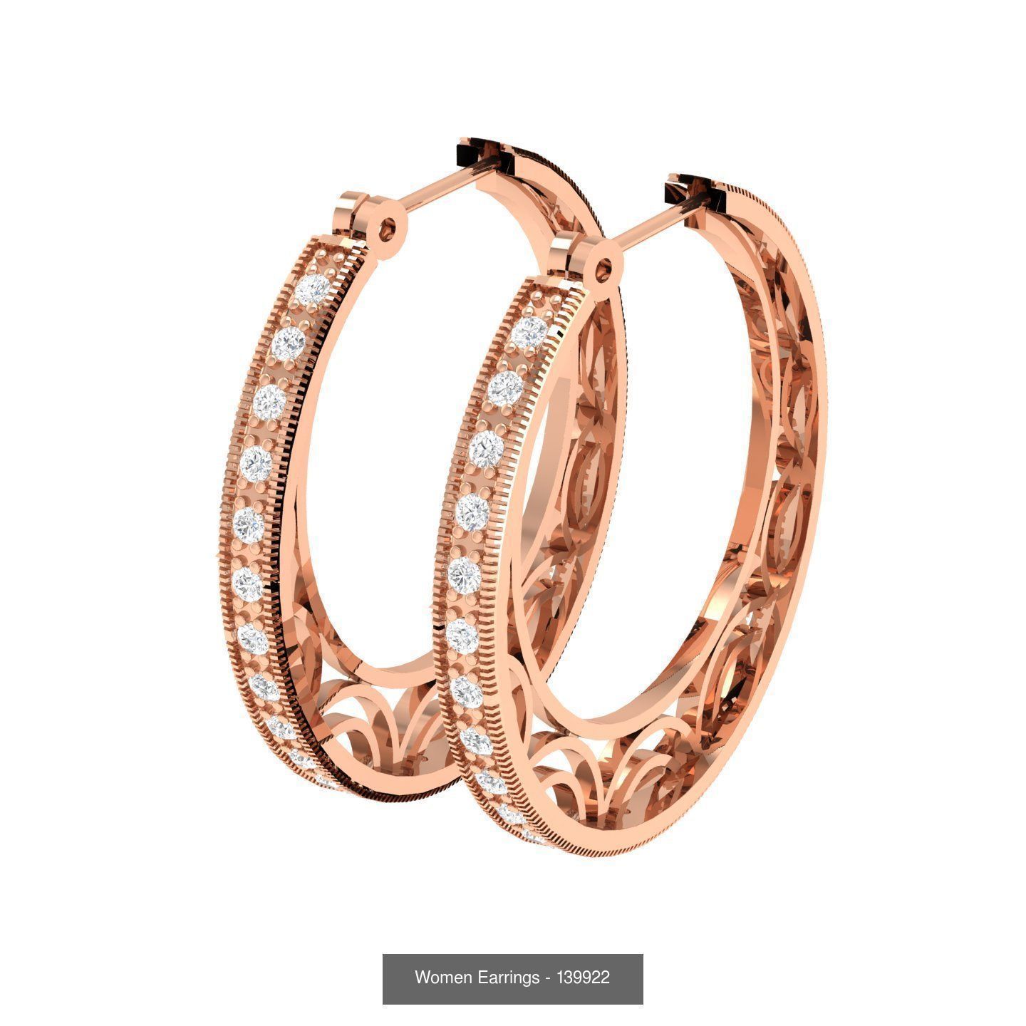 127 Diamond Hoops Earrings  3D Model Collection_73