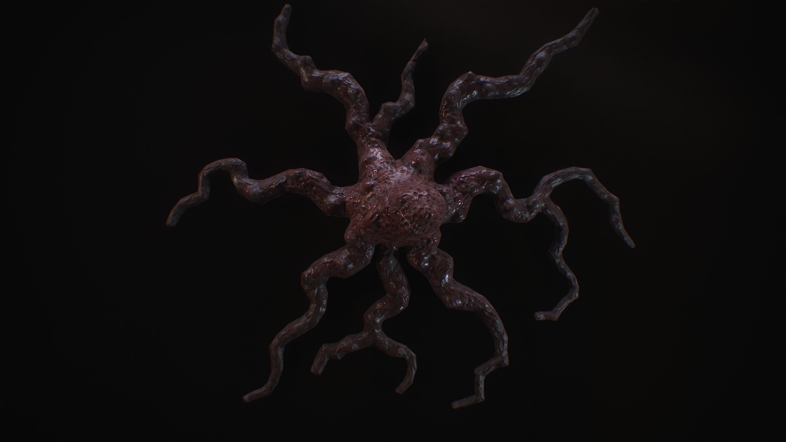 Alien  biomass corruption plant lowpoly with PBR Low-poly 3D model_4