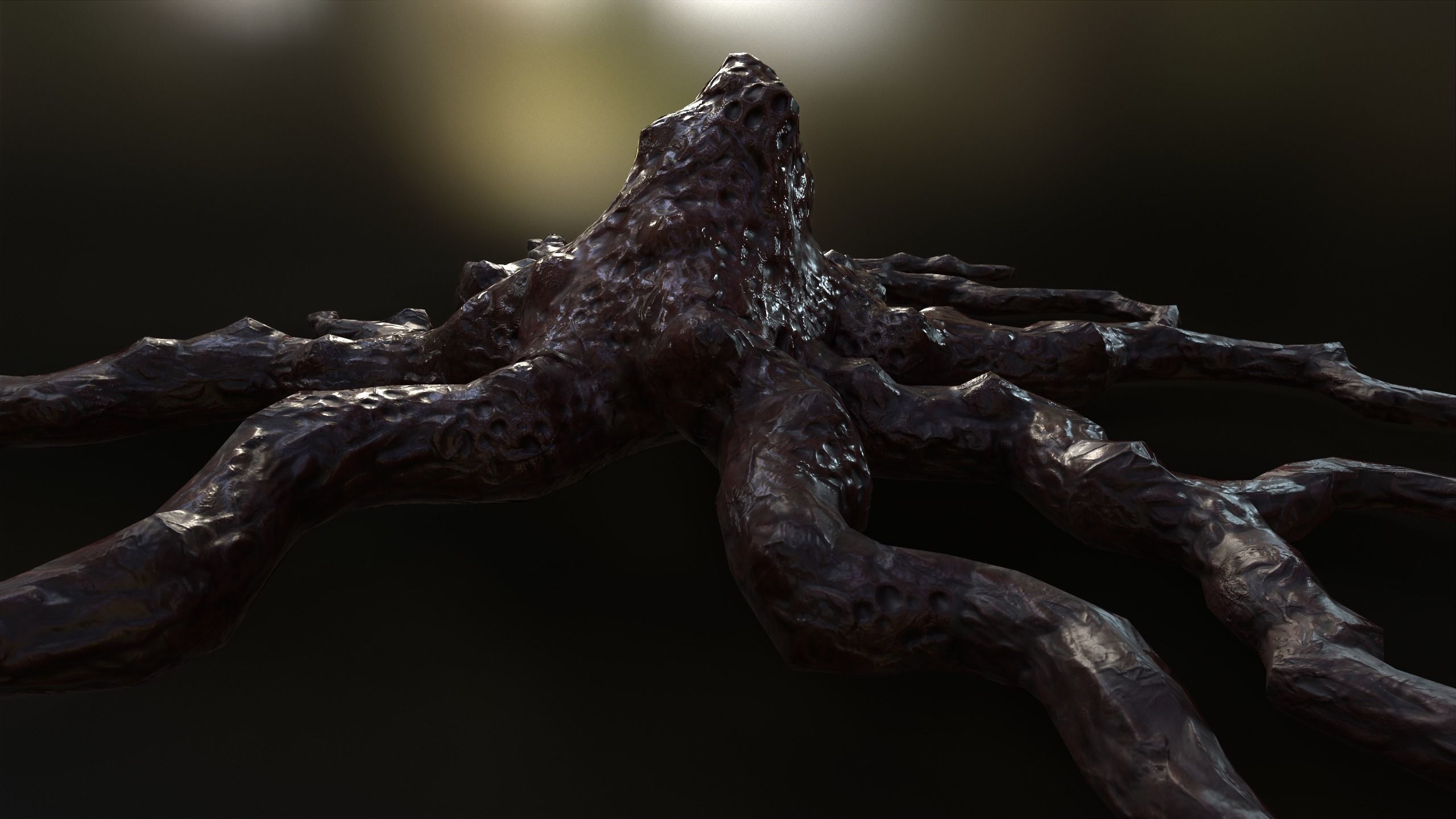 Alien  biomass corruption plant lowpoly with PBR Low-poly 3D model_3