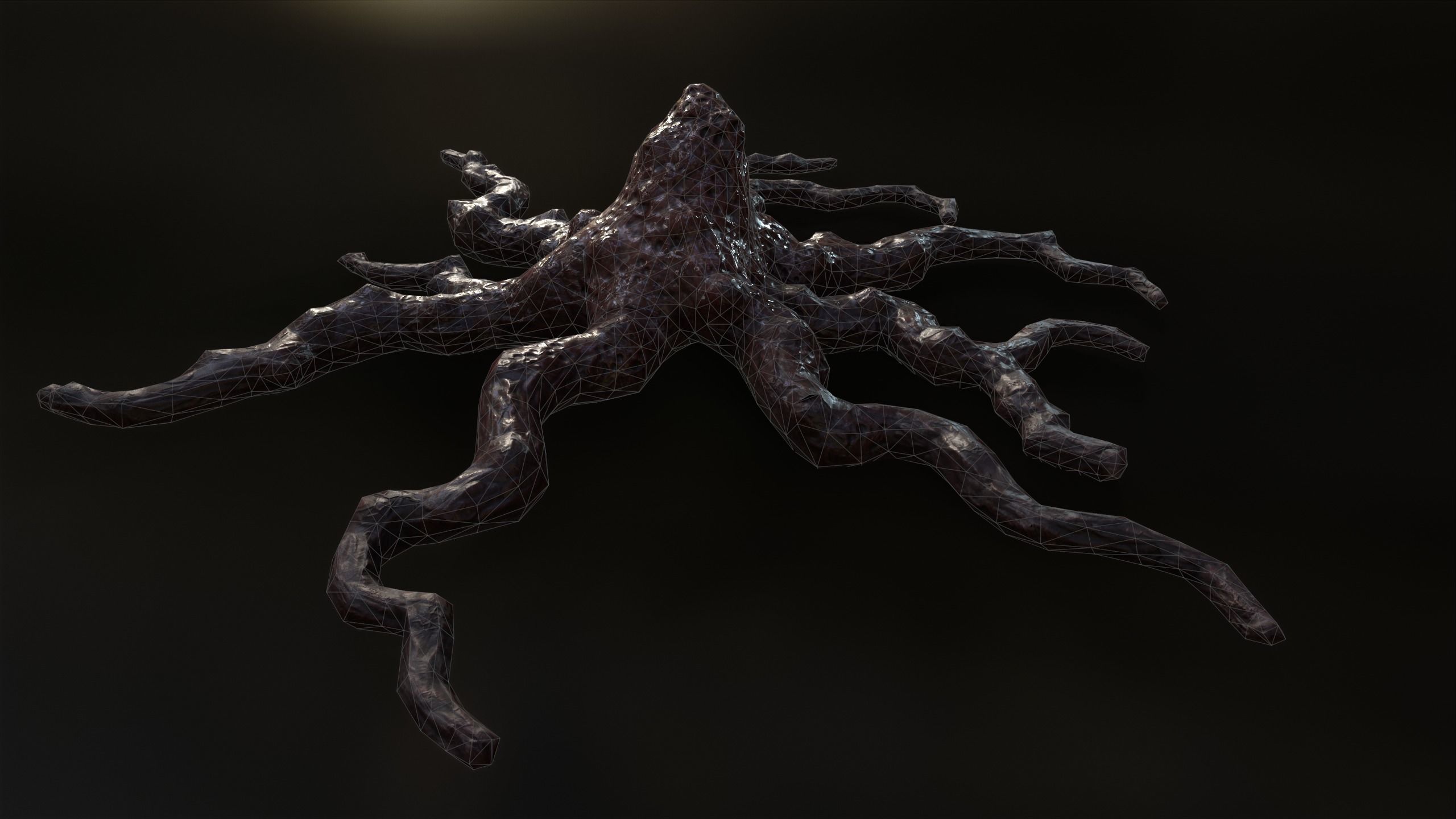 Alien  biomass corruption plant lowpoly with PBR Low-poly 3D model_8