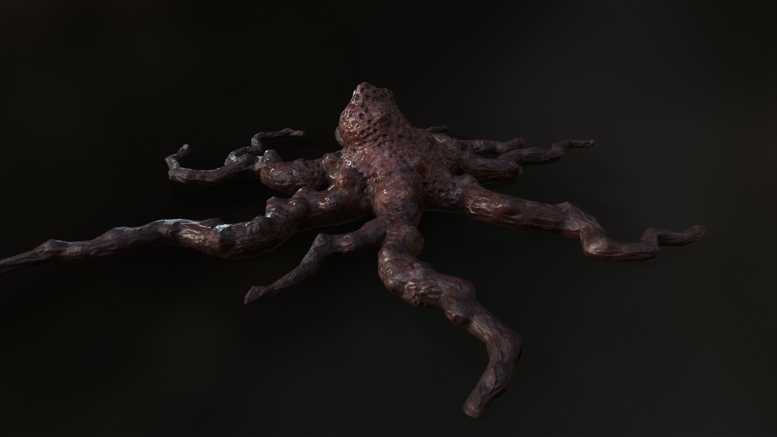 Alien  biomass corruption plant lowpoly with PBR Low-poly 3D model_6