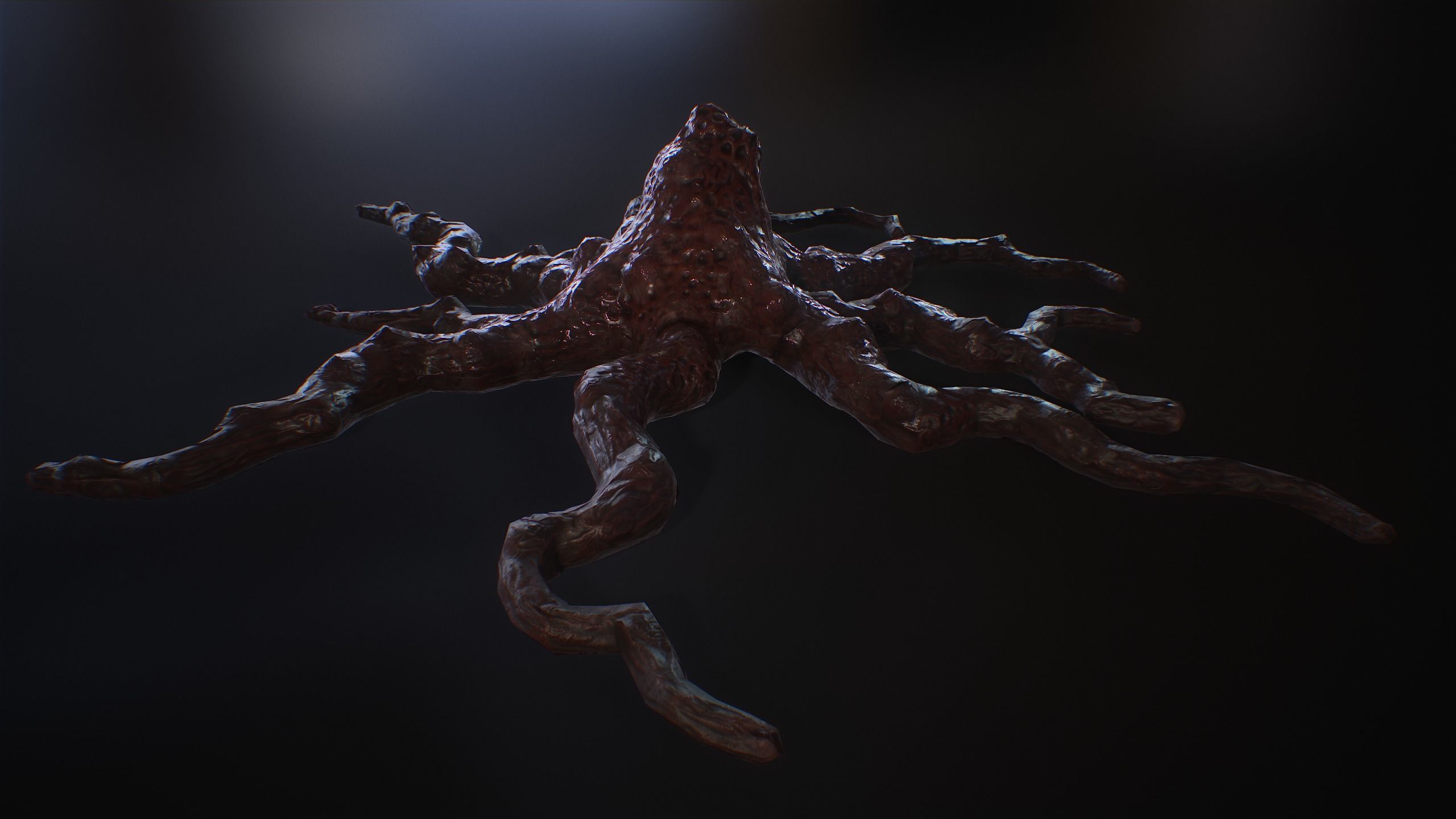 Alien  biomass corruption plant lowpoly with PBR Low-poly 3D model_1