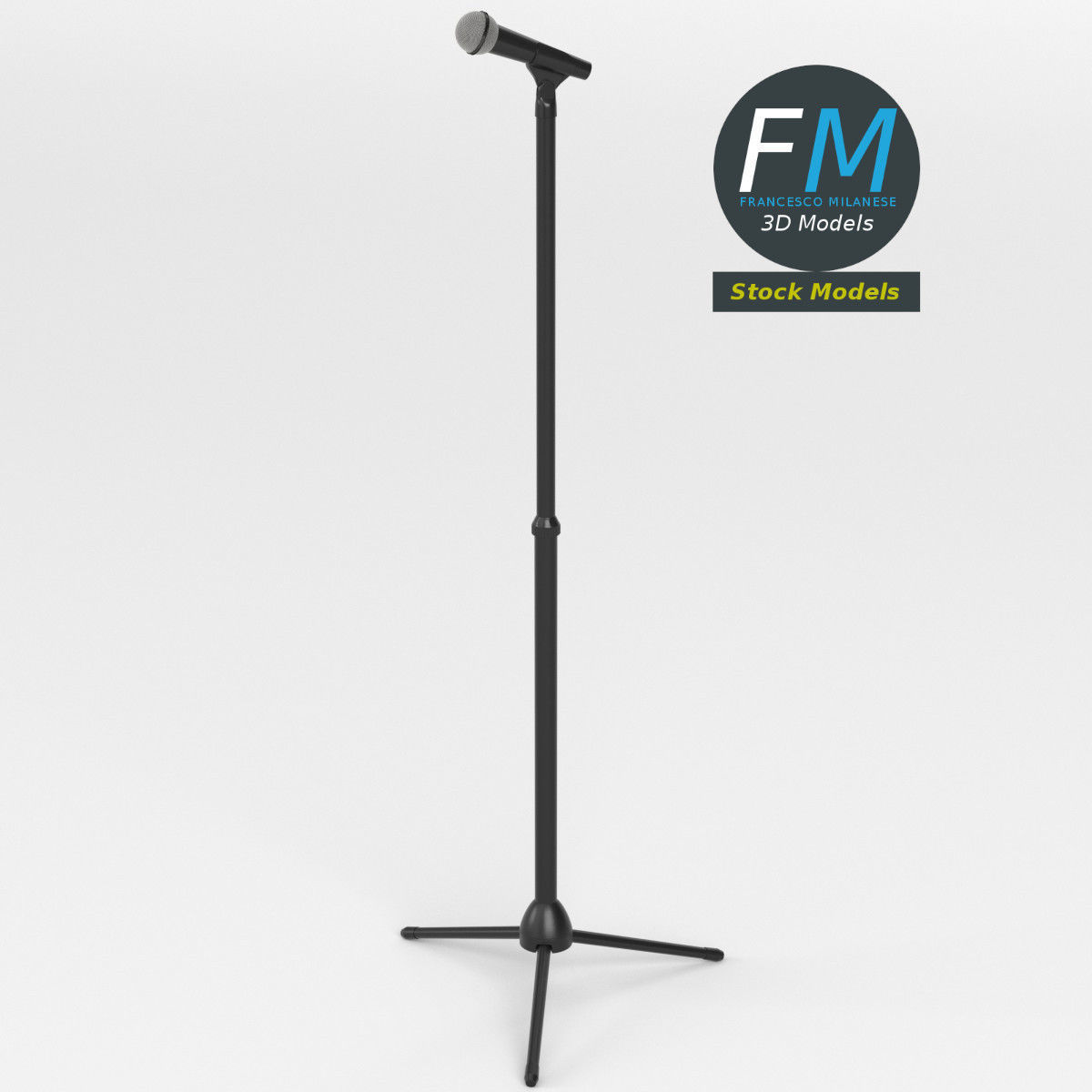 Microphone on tripod stand 3D model_2