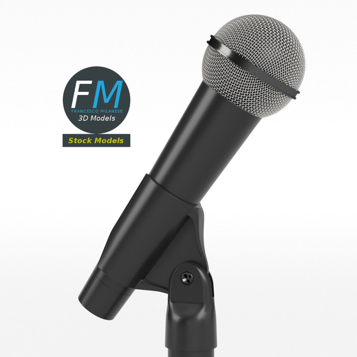 Microphone on tripod stand 3D model_4