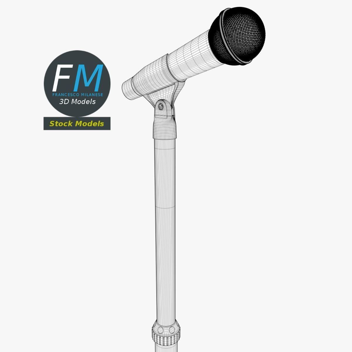 Microphone on tripod stand 3D model_8