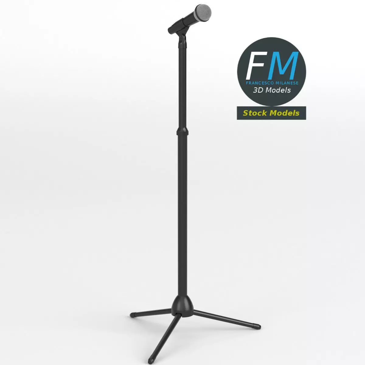 Microphone on tripod stand 3D model_0