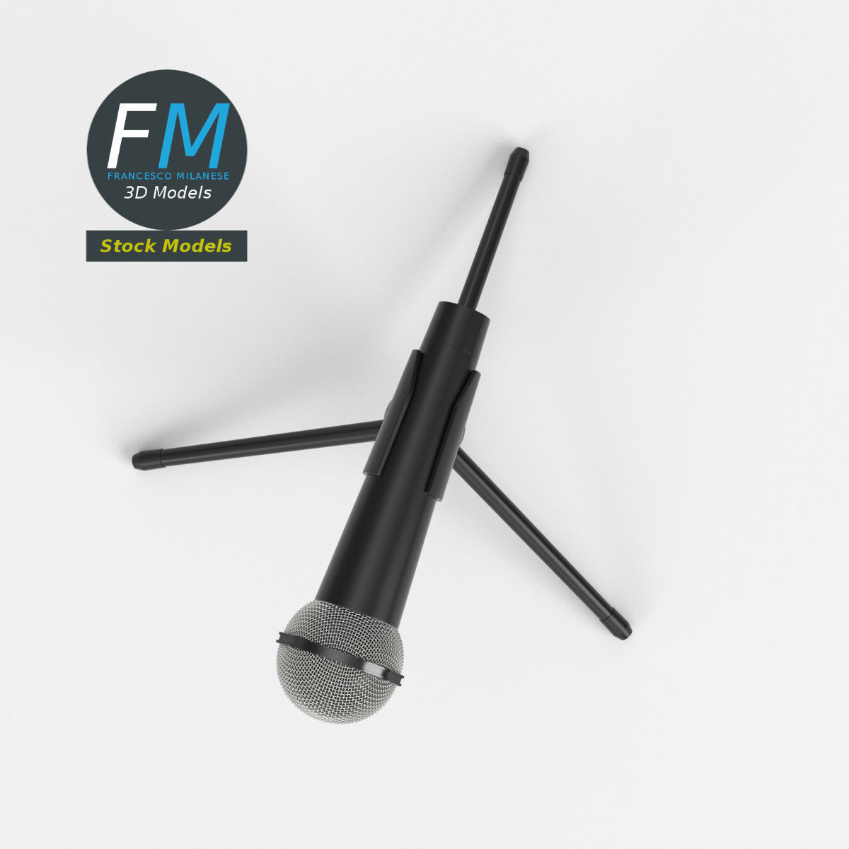 Microphone on tripod stand 3D model_6