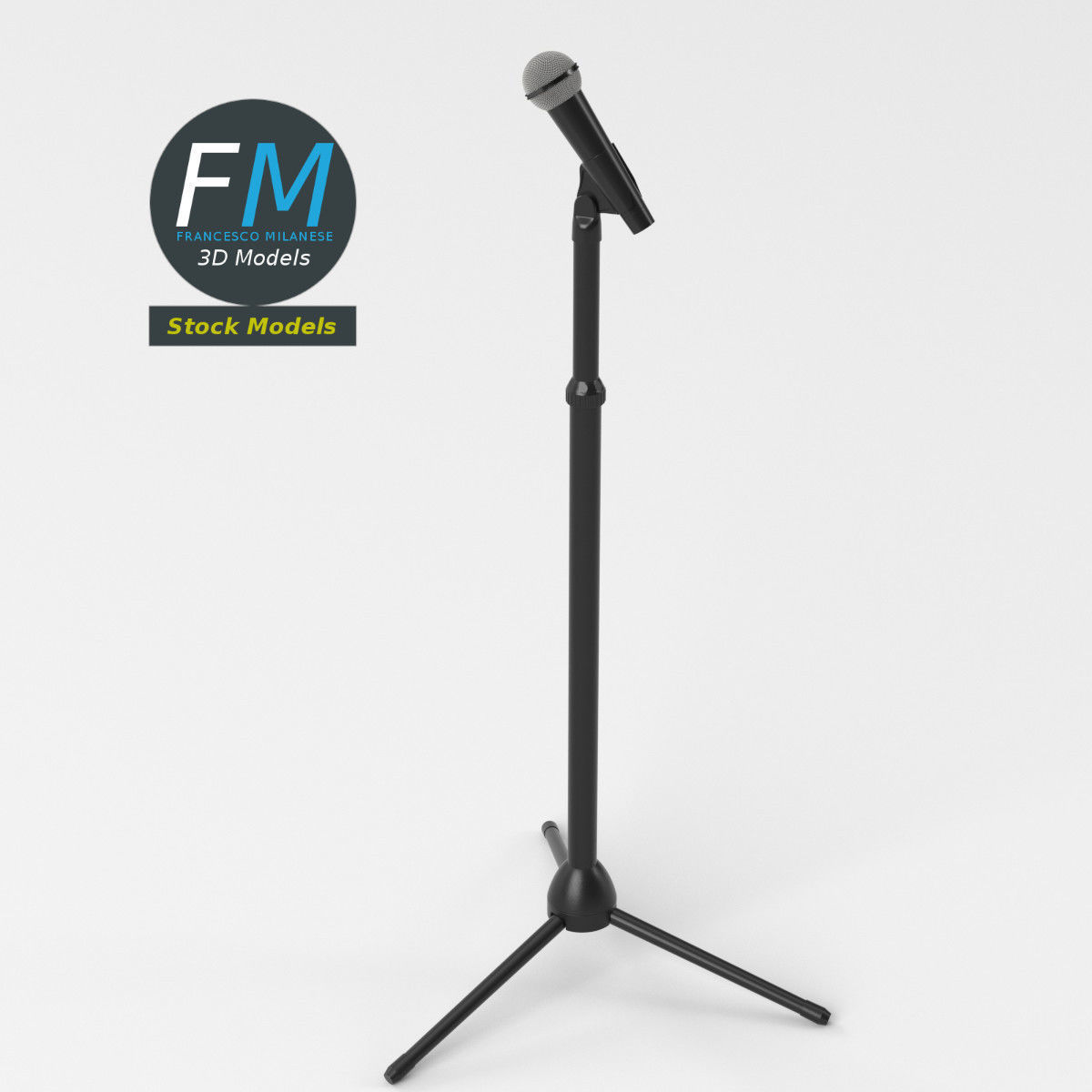 Microphone on tripod stand 3D model_5