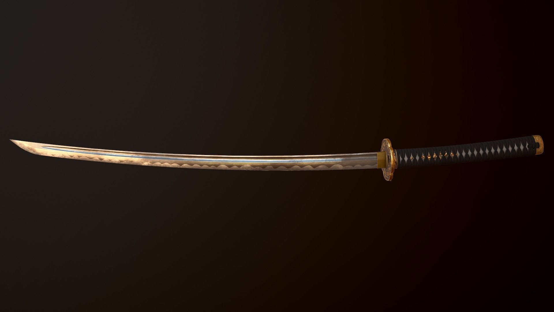 Katana Sword Low-poly 3D model_2